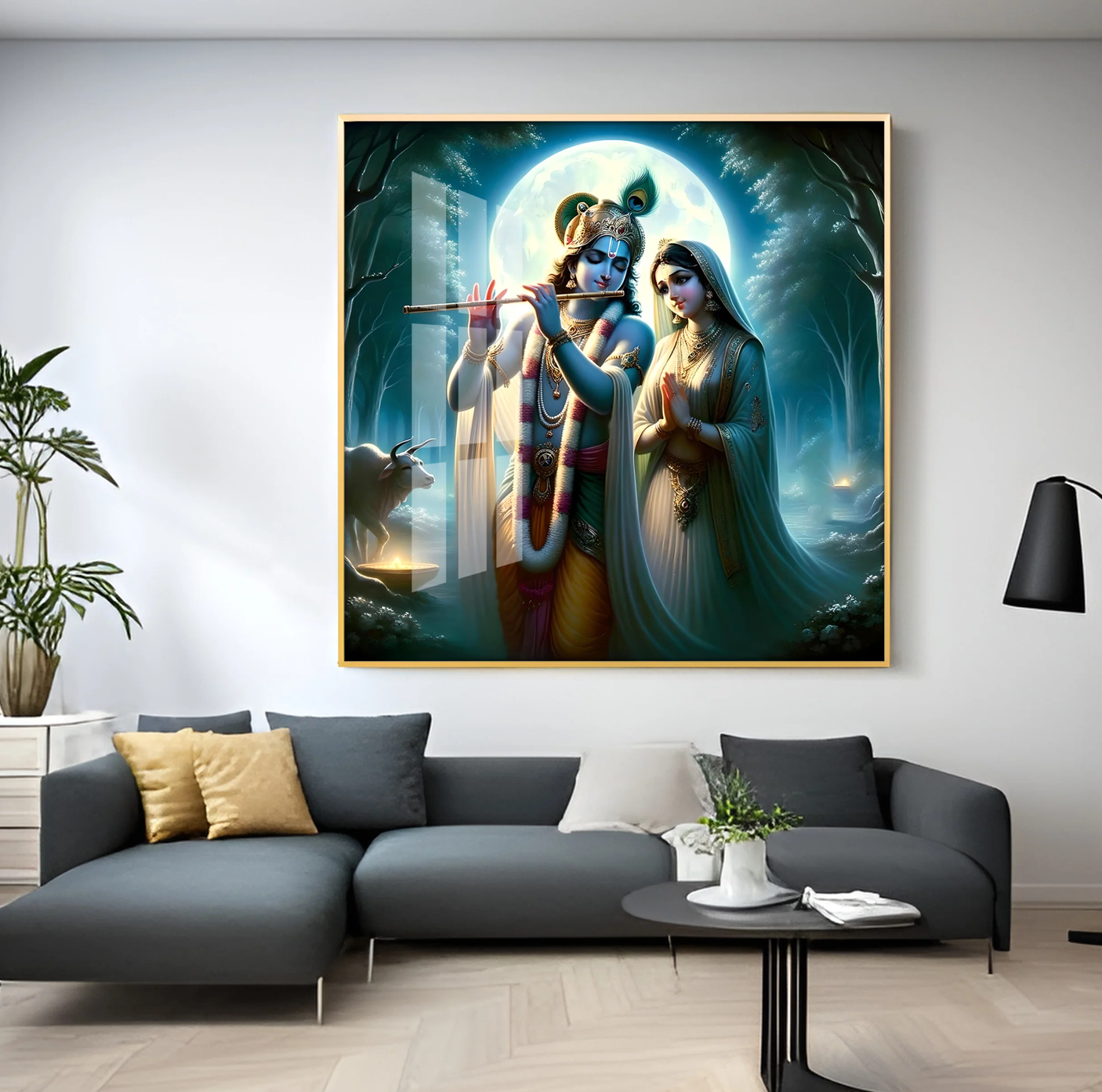 Jai Shree Radhekrishna Premium Acrylic Square Wall Art