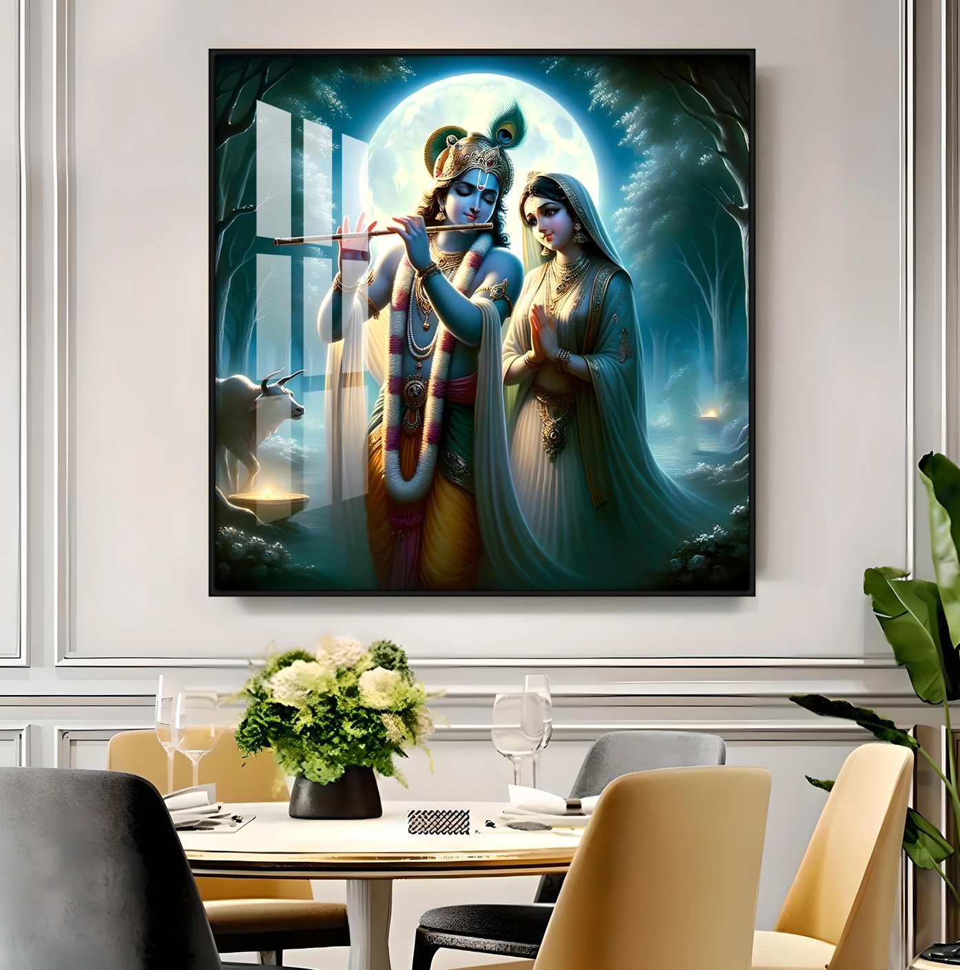 Jai Shree Radhekrishna Premium Acrylic Square Wall Art