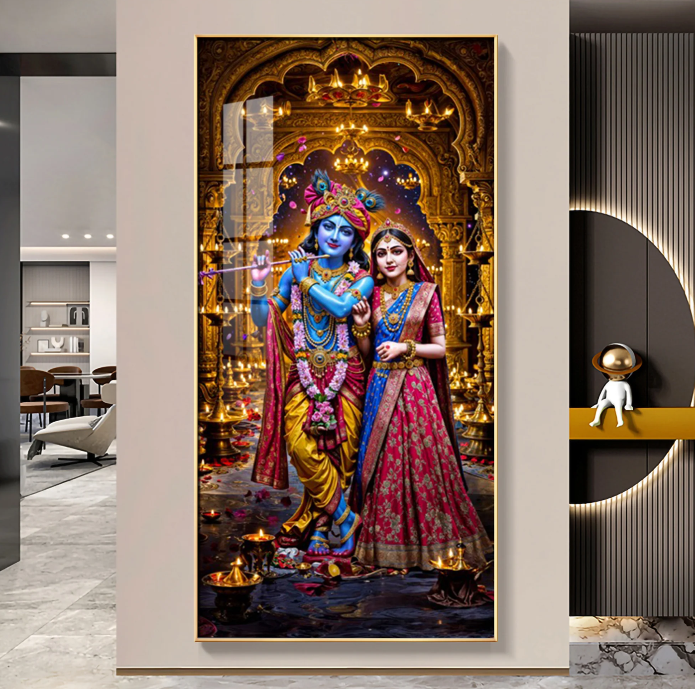 Krishna's Feast of Love Premium Acrylic Vertical Wall Art