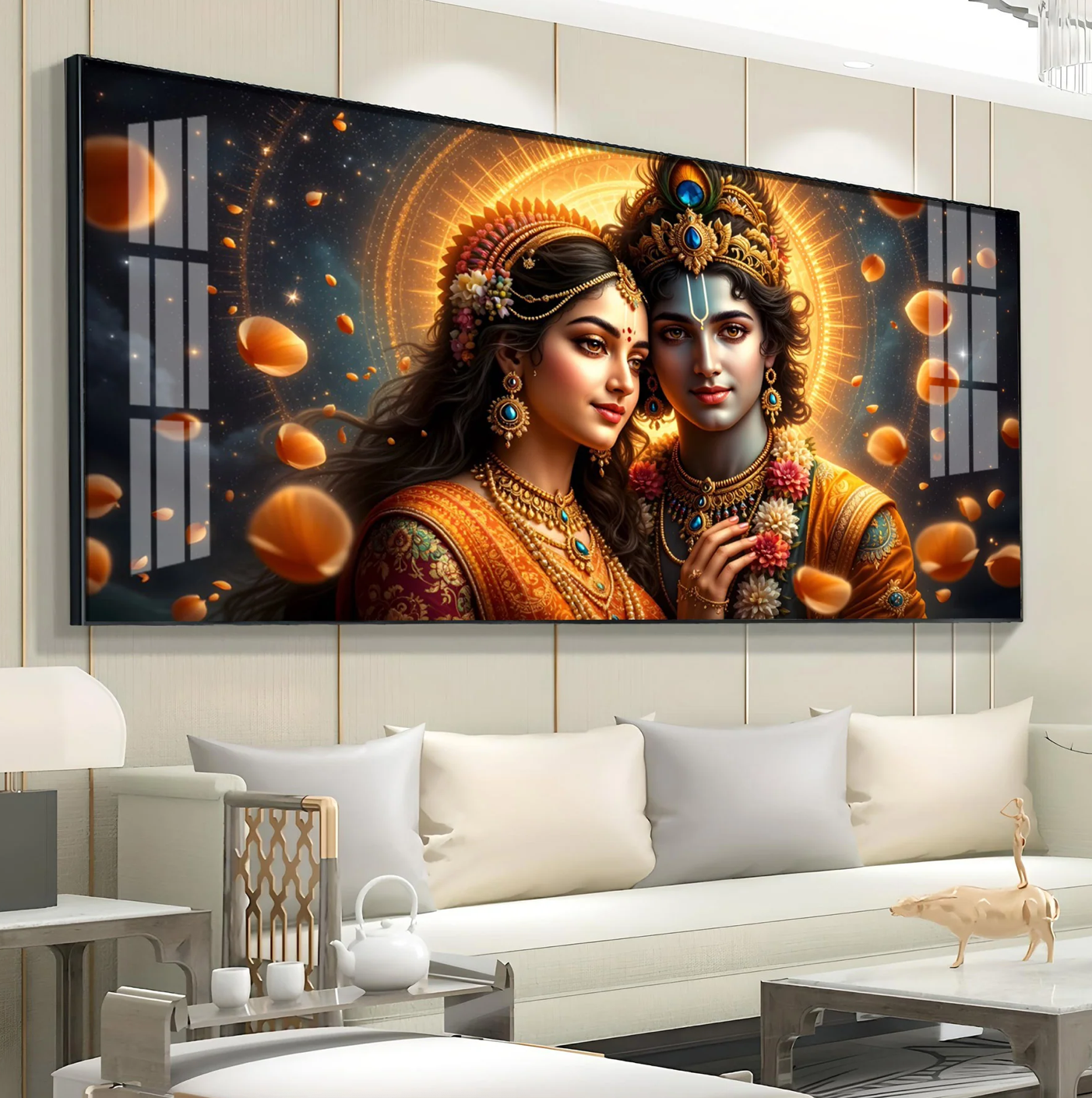 Transcendent Spirits Of Krishna Radha Premium Acrylic Horizontal Wall Art