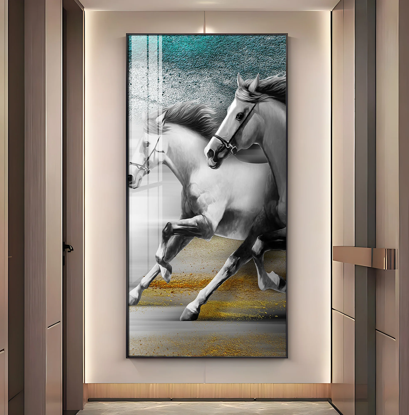 Arabian White Horse Premium Acrylic Vertical Wall Art