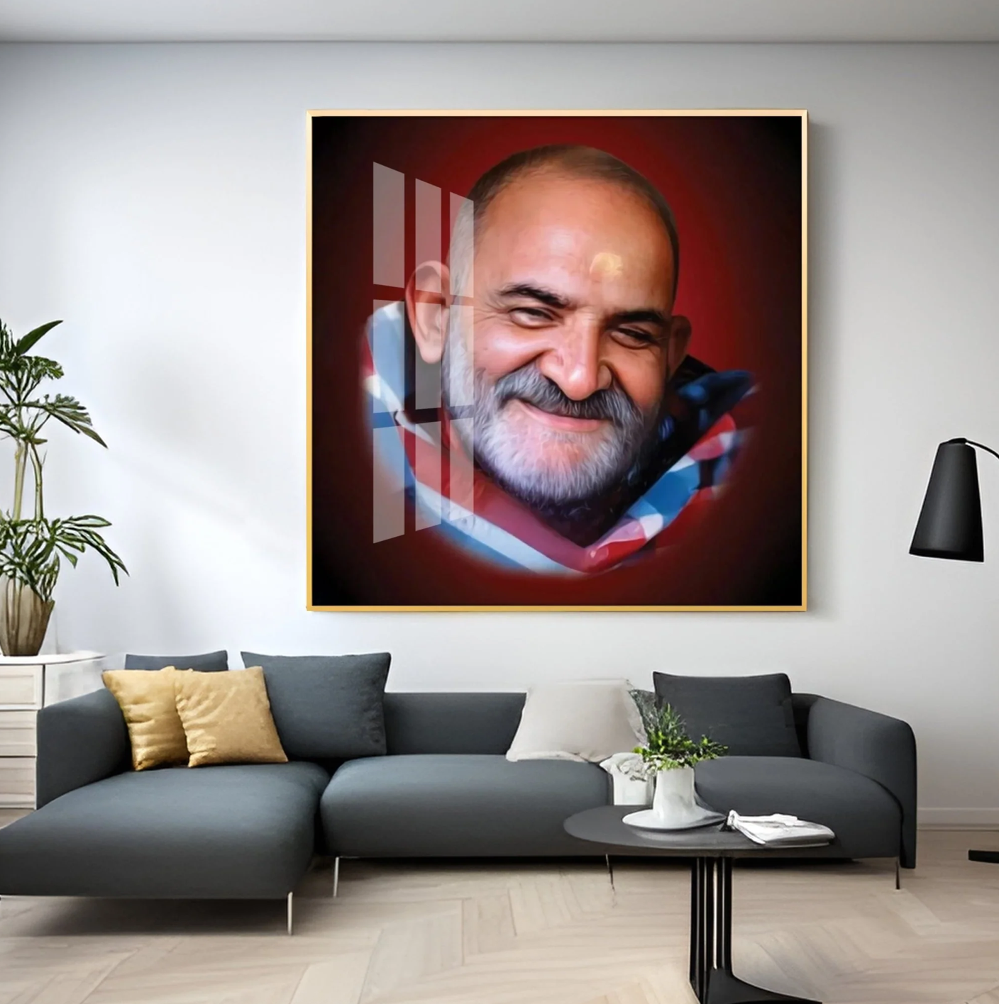 Neem Karoli Baba Maharaj Premium Acrylic Square Wall Art