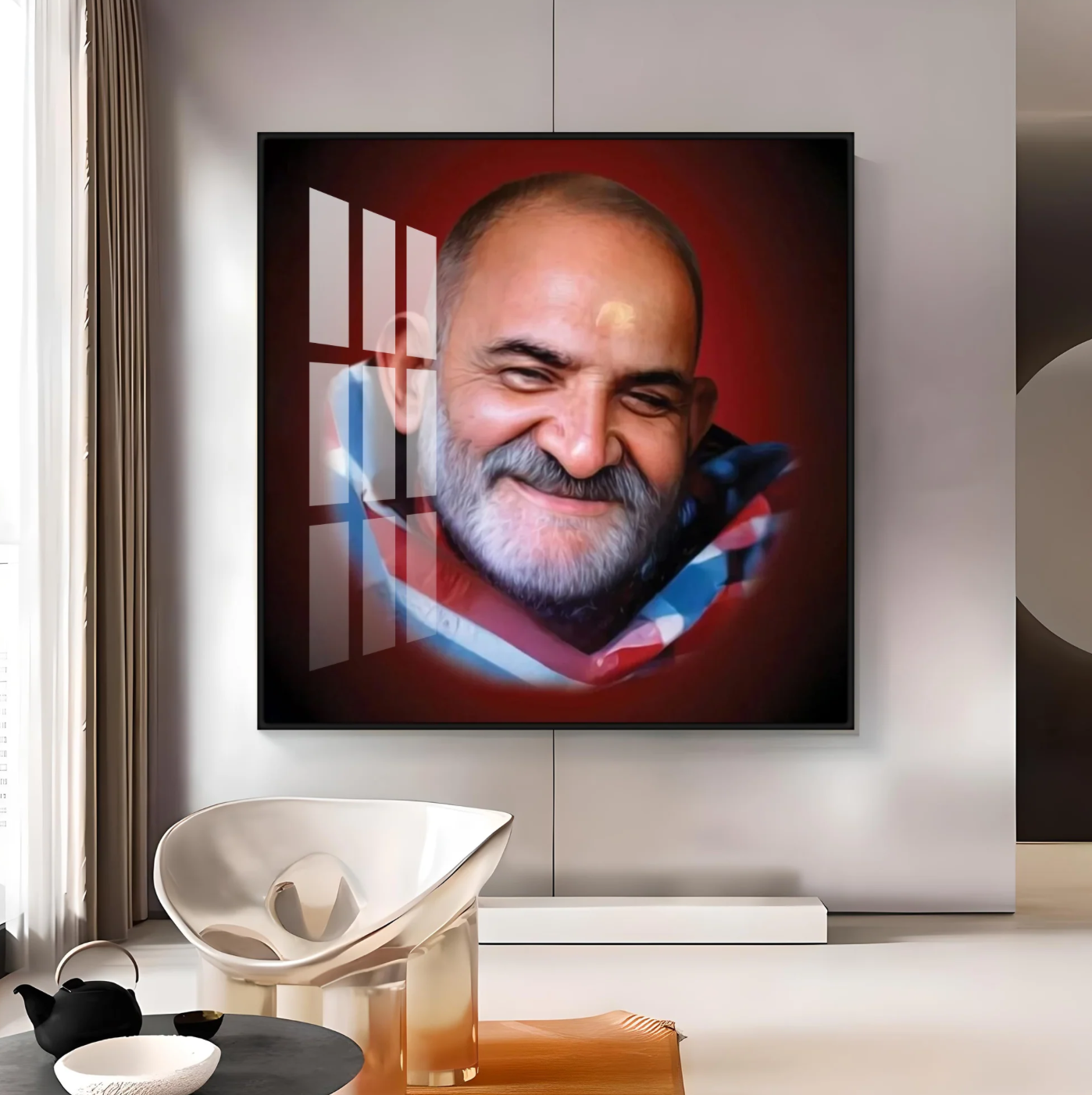 Neem Karoli Baba Maharaj Premium Acrylic Square Wall Art