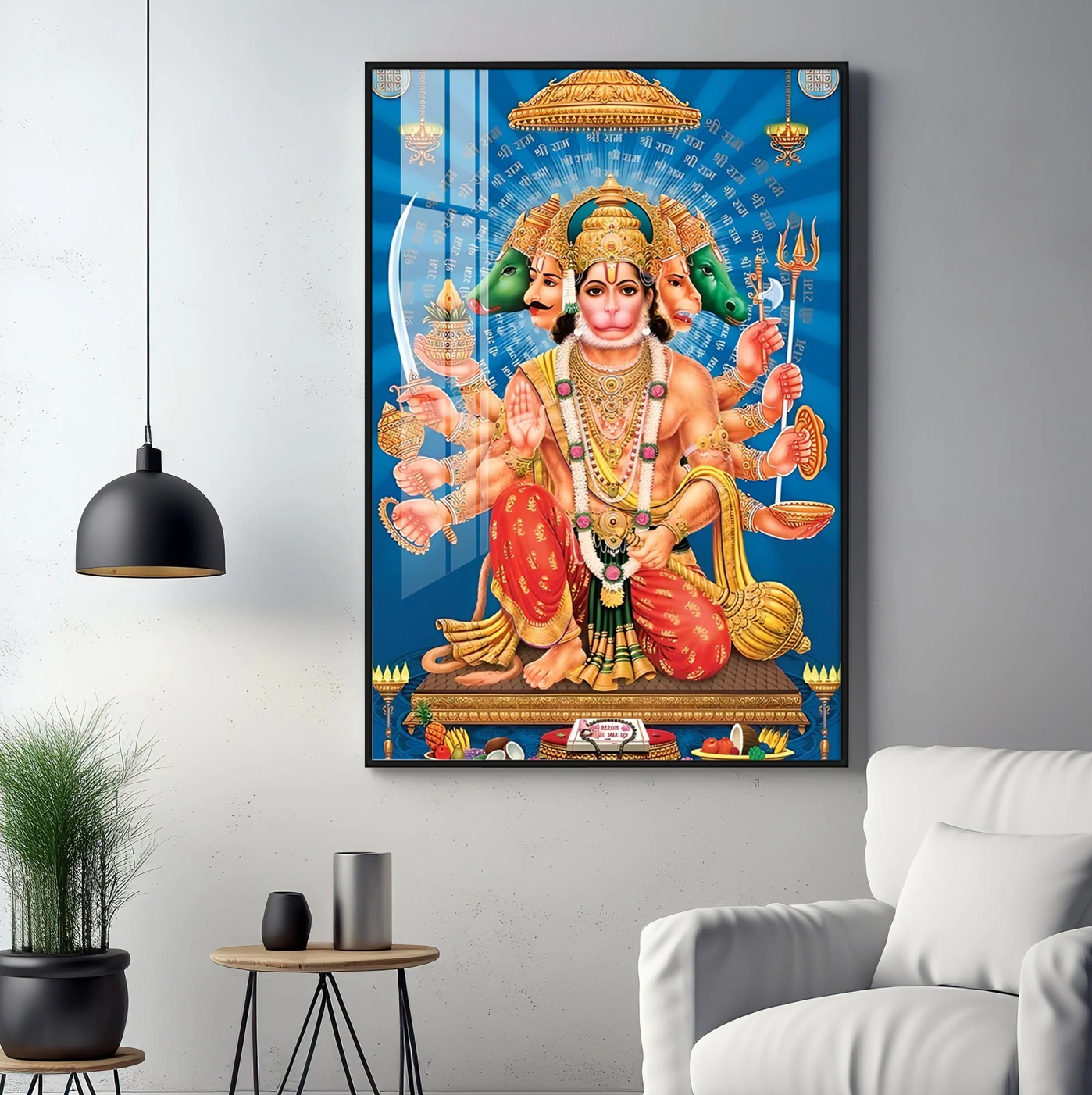 Panchmukhi Hanuman Premium Acrylic Vertical Wall Art