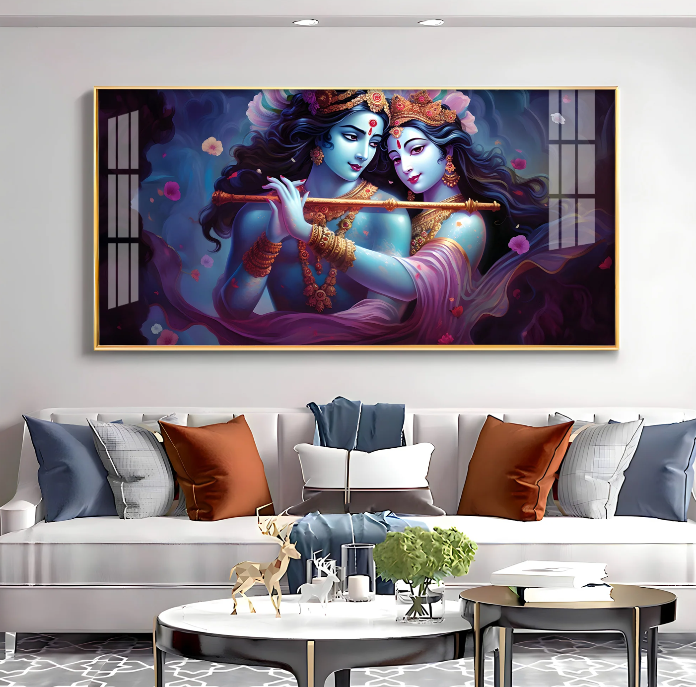 Radha Krishna Unforgetful Love Premium Acrylic Horizontal Wall Art