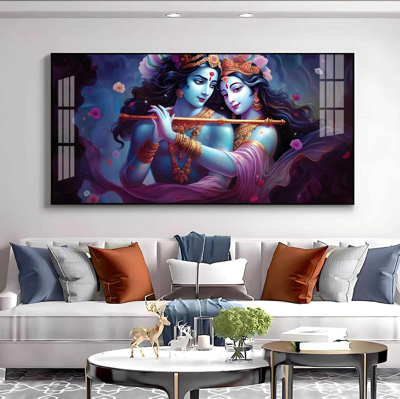 Radha Krishna Unforgetful Love Premium Acrylic Horizontal Wall Art
