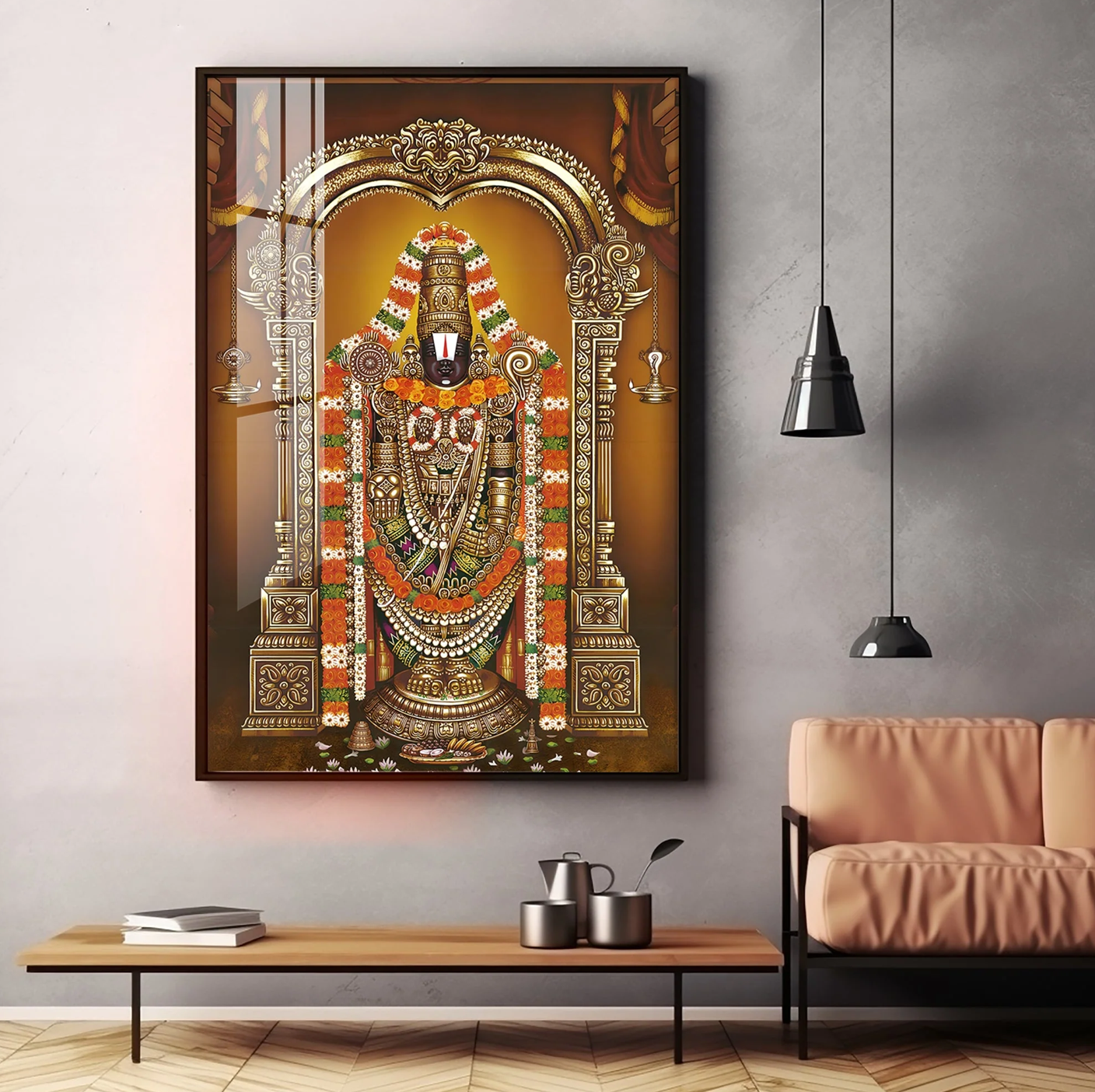 Majestic Lord Tirupati Balaji Premium Vertical Acrylic Wall Art