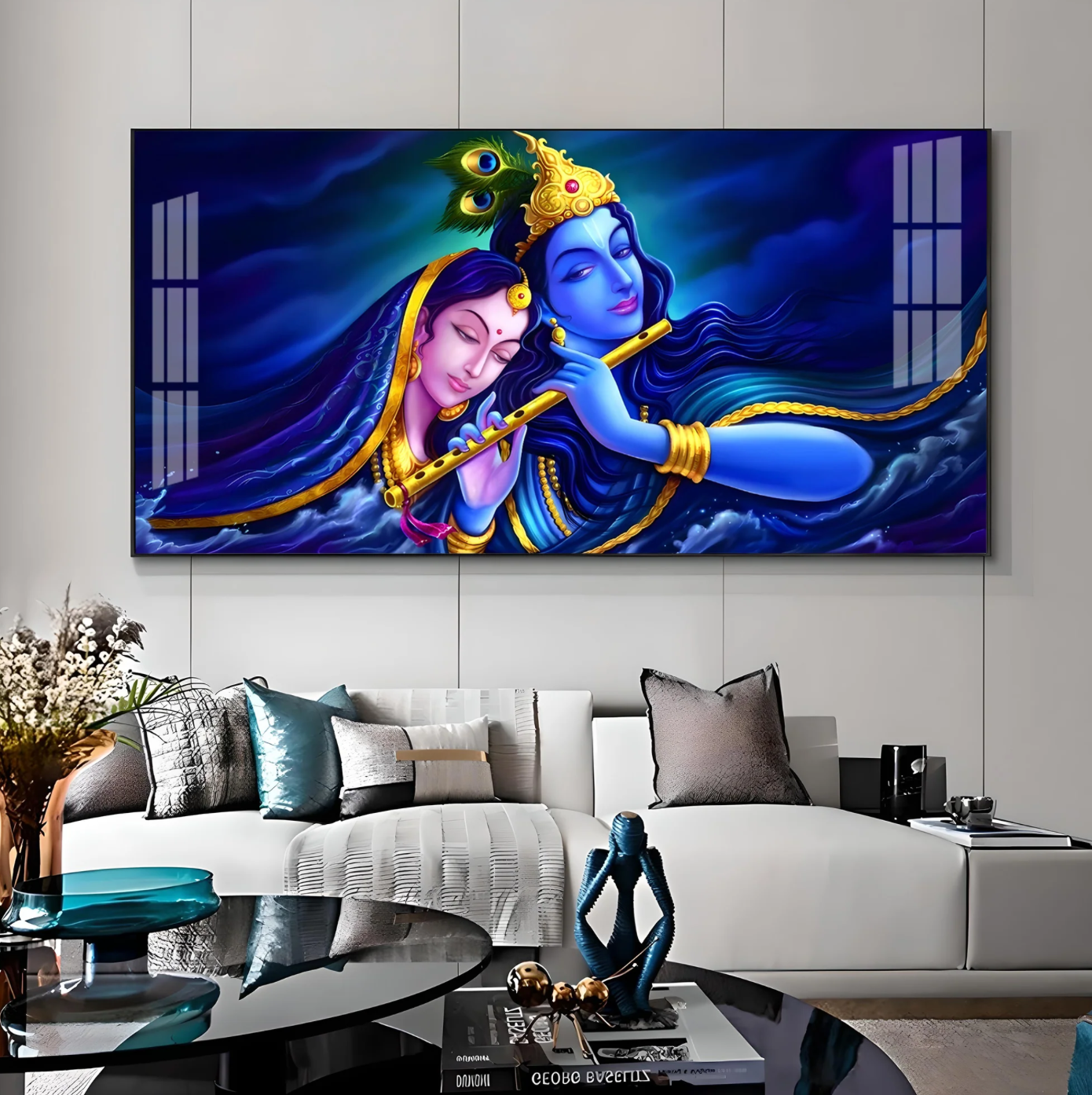 Credence Radha Krishna Love Premium Acrylic Horizontal Wall Art