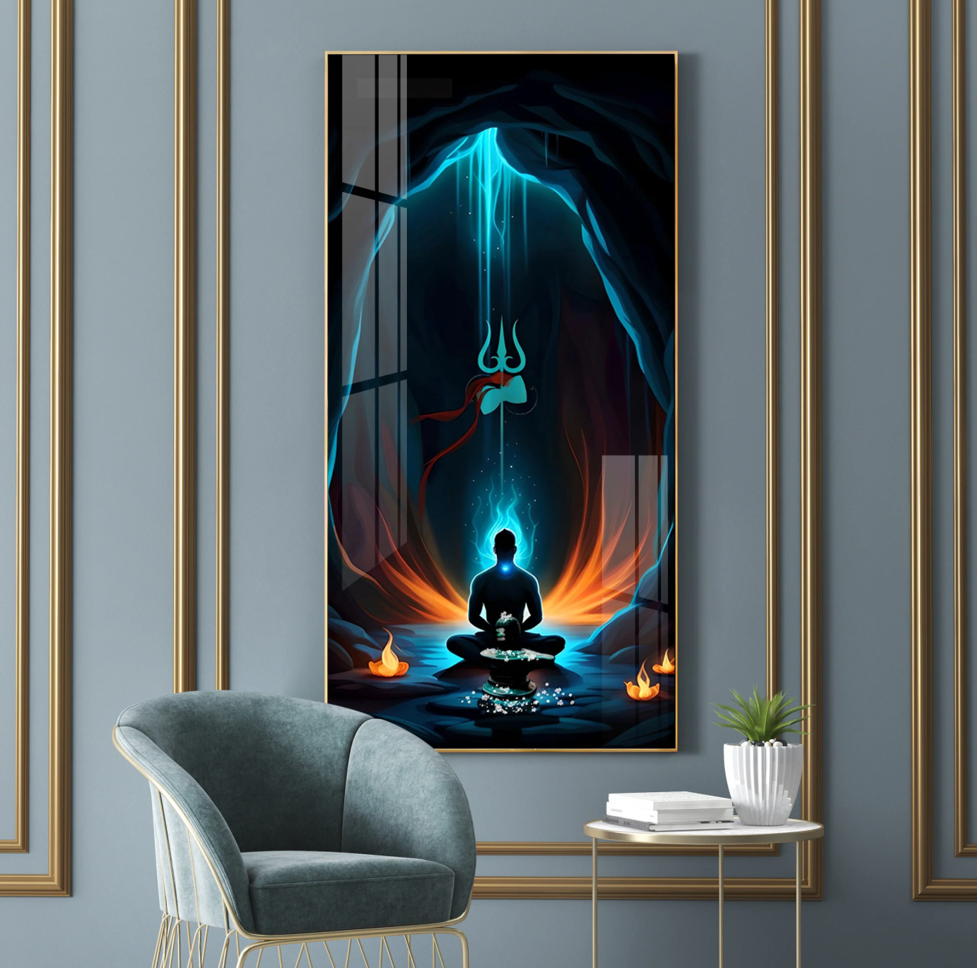 Jai Mahakal Premium Acrylic Vertical Wall Art