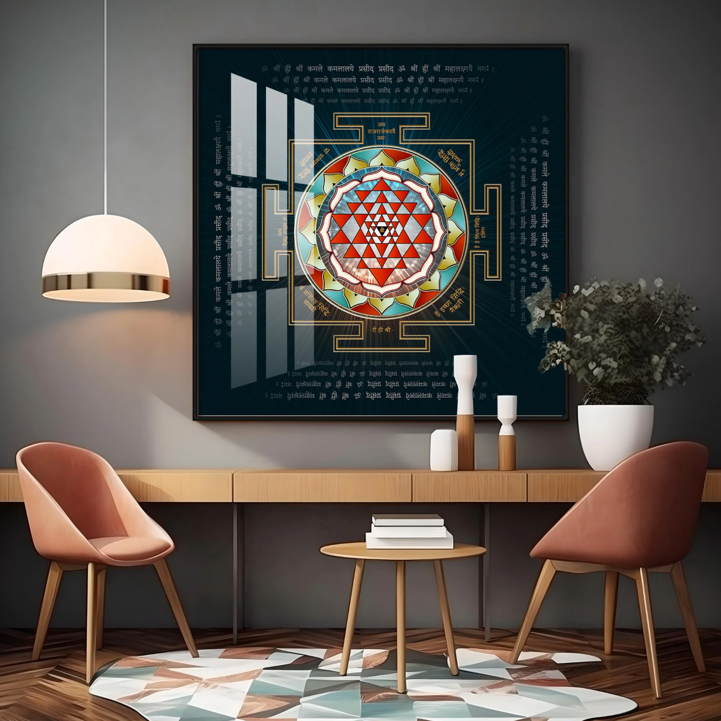 Laxmi Yantra Premium Acrylic Square Wall Art