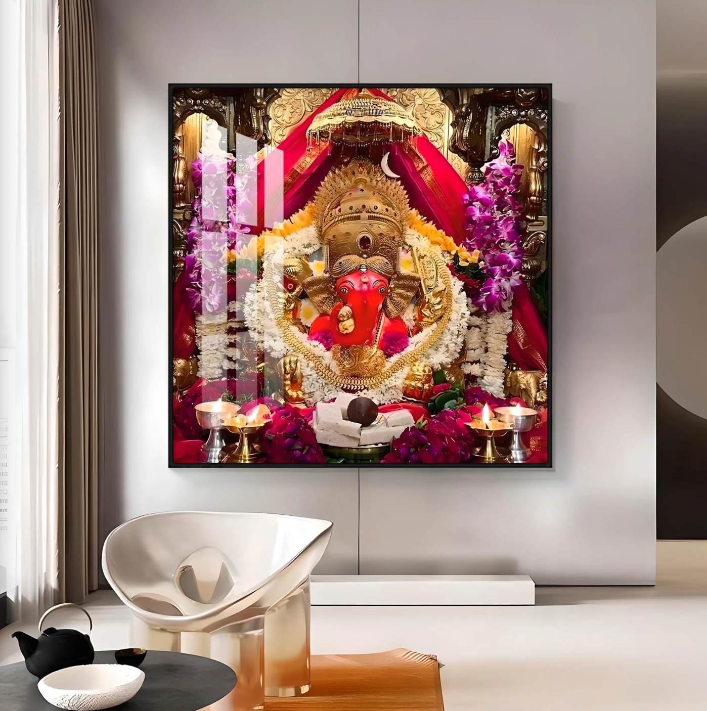 Shree Siddhivinayak Ganapati Premium Acrylic Square Wall Art