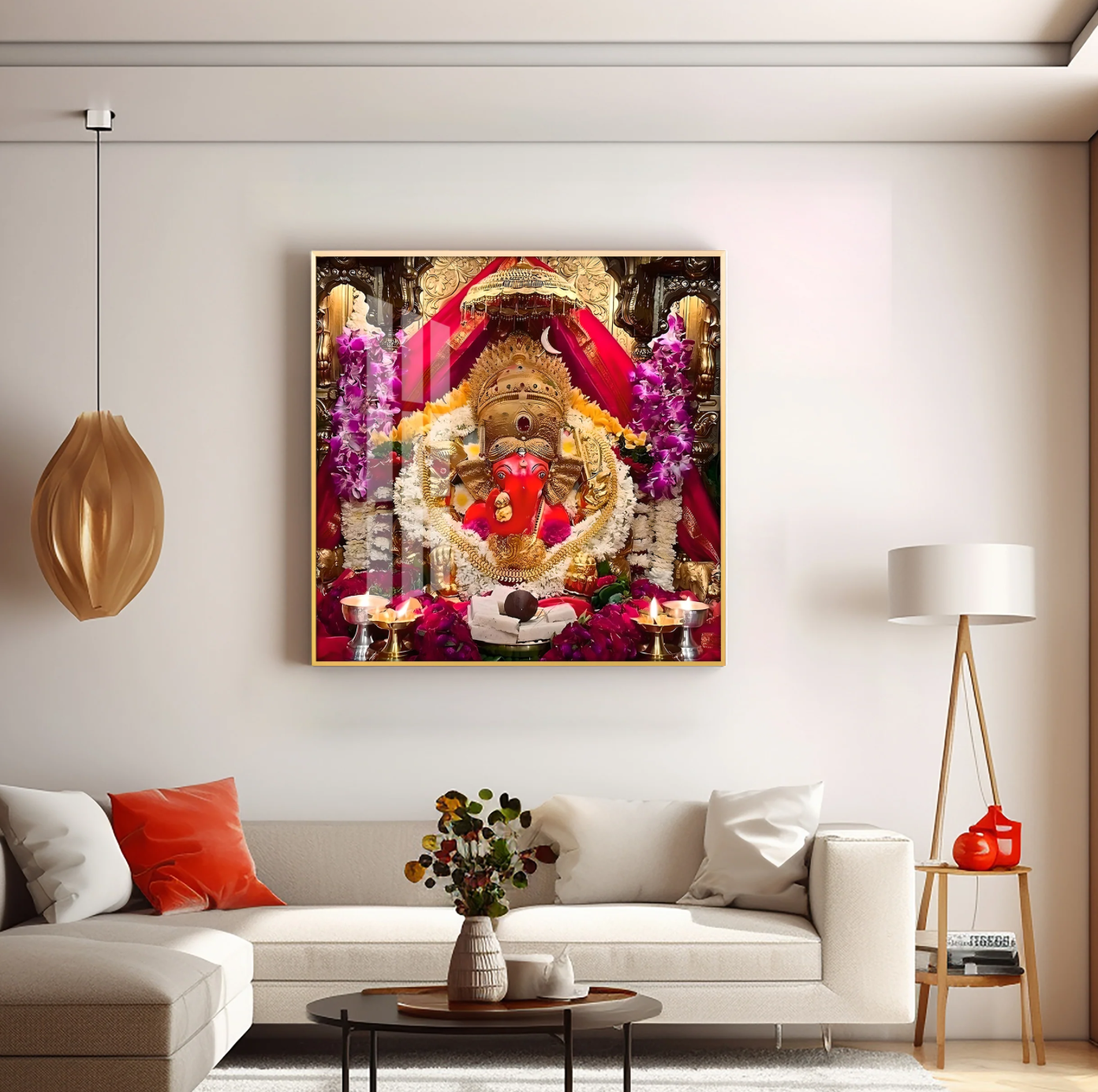 Shree Siddhivinayak Ganapati Premium Acrylic Square Wall Art