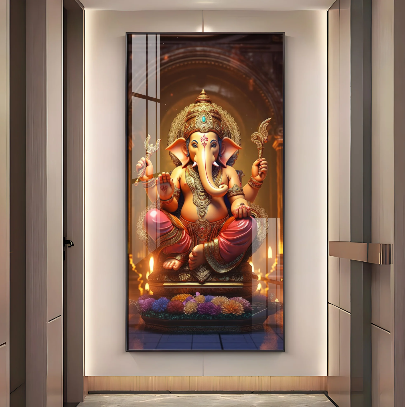 Jai Shree Ganesh Premium Acrylic Vertical Wall Art