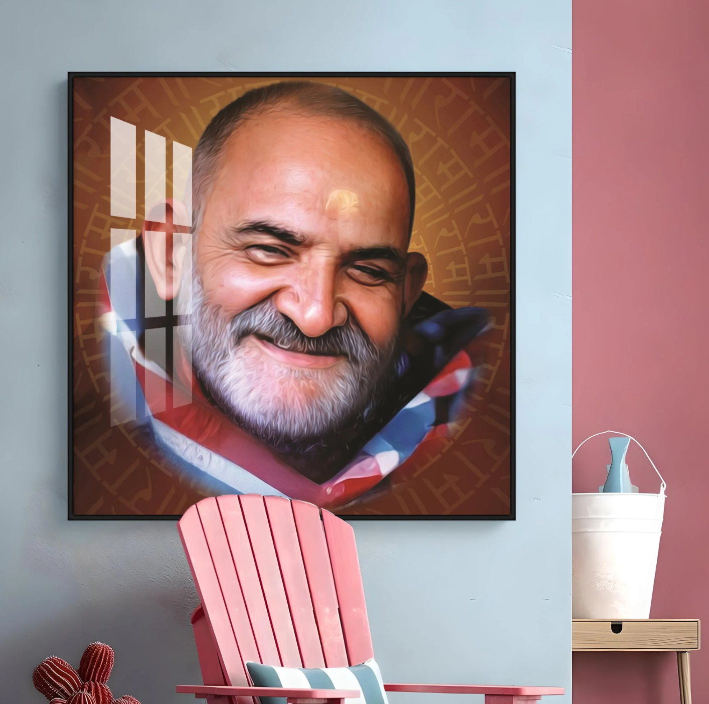Neem Karoli Baba Premium Acrylic Square Wall Art