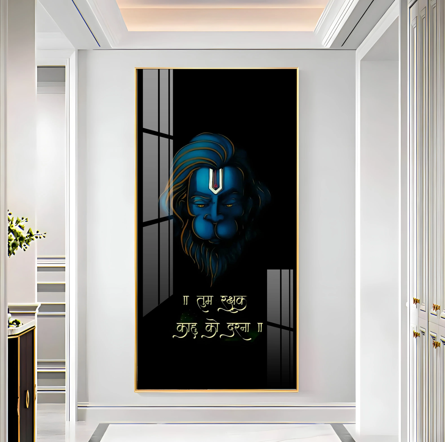 Jai Veer Hanuman Premium Acrylic Vertical Wall Art