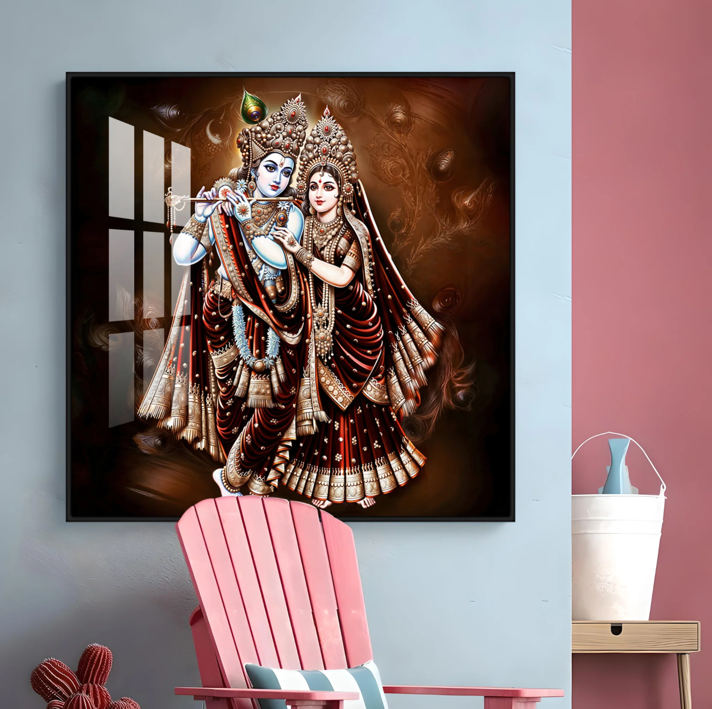 Beautiful Radha Krishna Premium Acrylic Square Wall Art