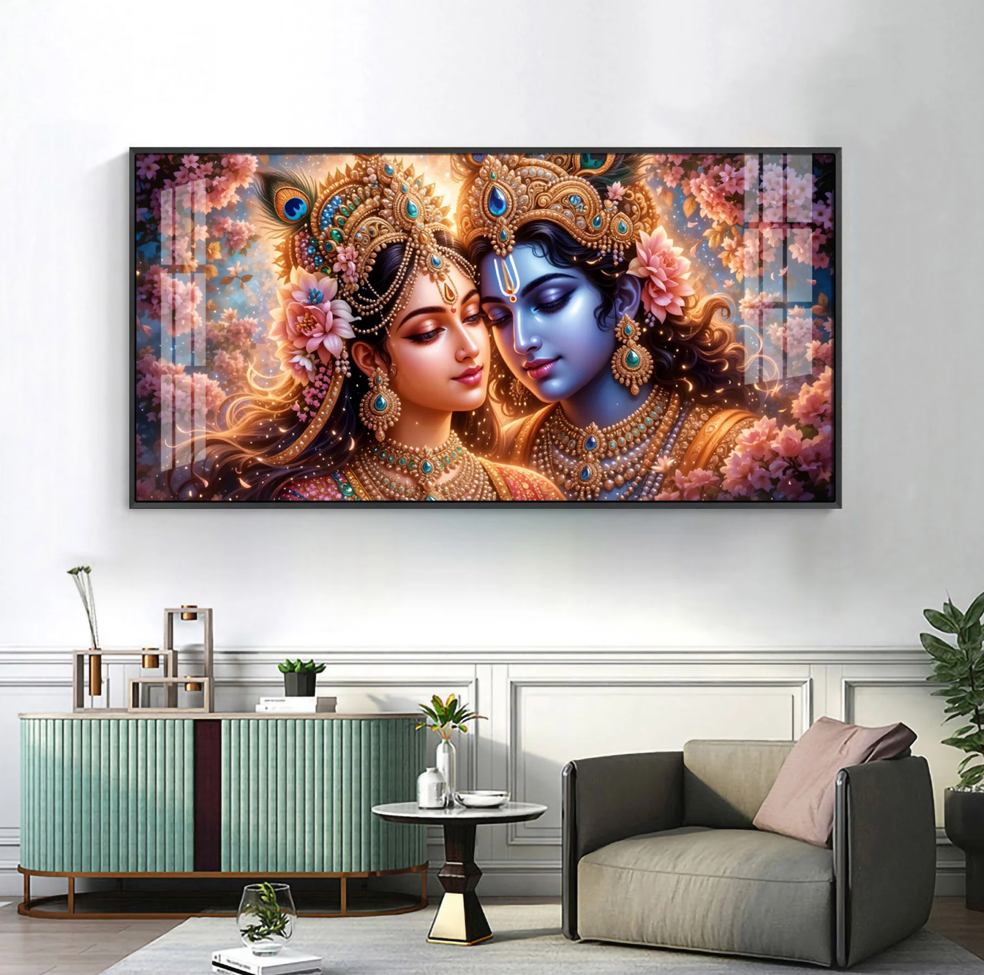 Krishna and Radha Unveiled Premium Acrylic Horizontal Wall Art