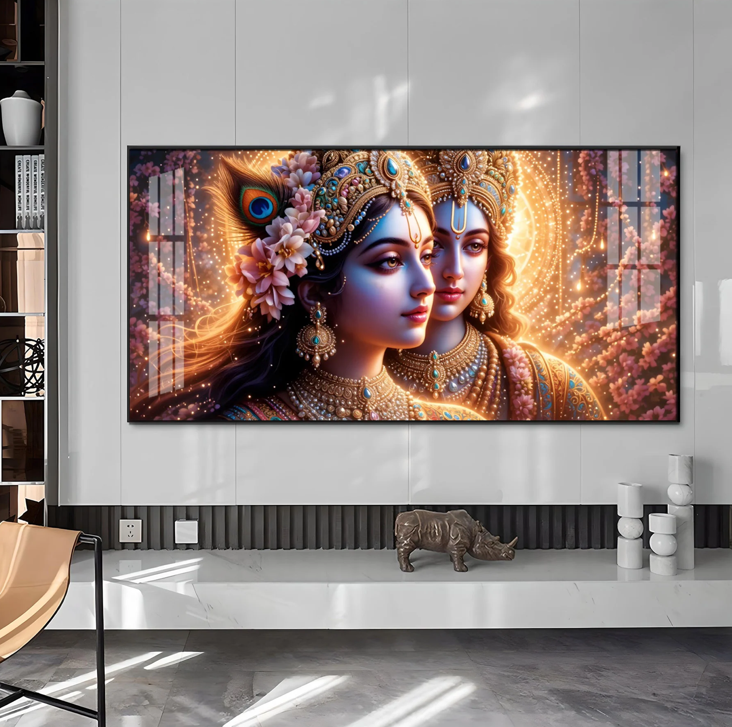 Portrait Of Radha Krishna Connection Premium Acrylic Horizontal Wall Art