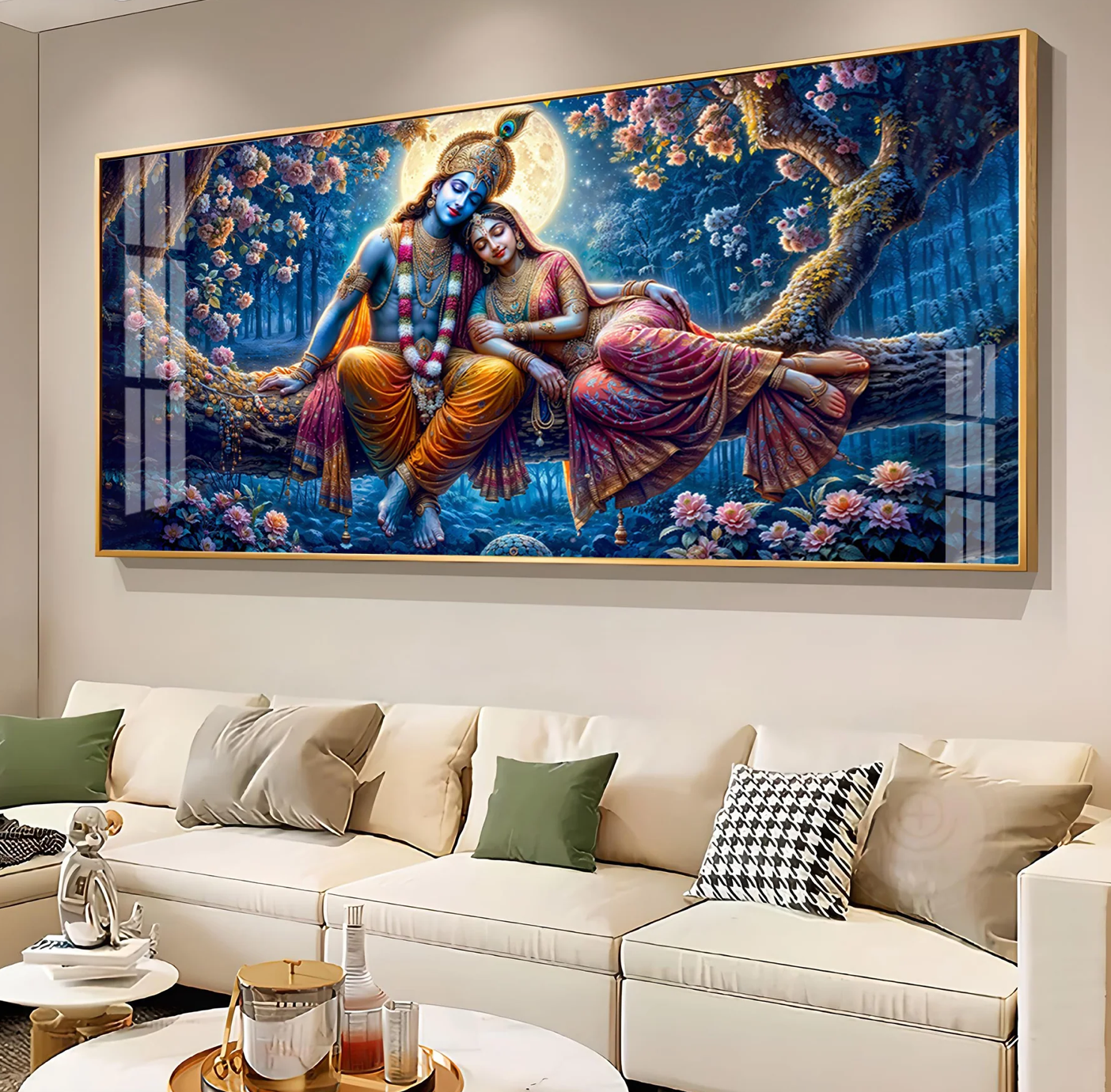 Krishna and His Beloved Premium Acrylic Horizontal Wall Art