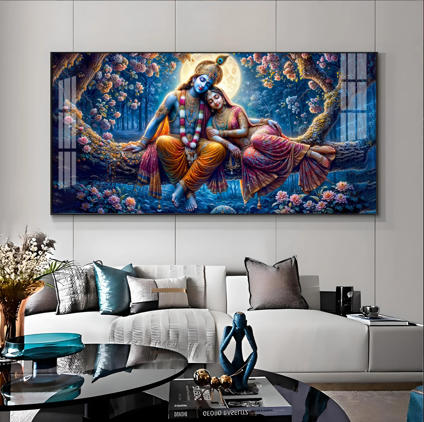 Krishna and His Beloved Premium Acrylic Horizontal Wall Art