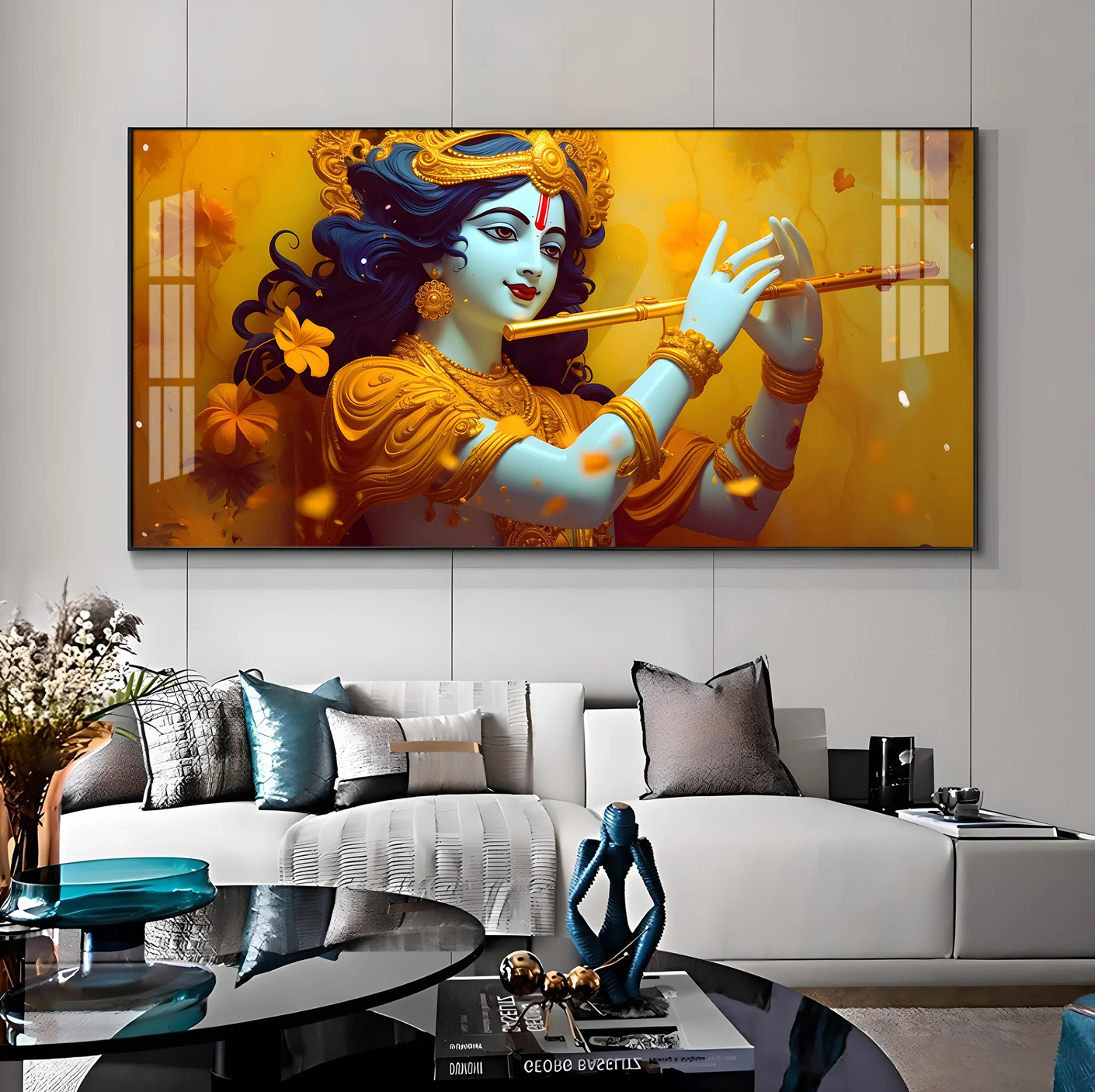 Golden Armlet Lord Krishna Premium Acrylic Horizontal Wall Art