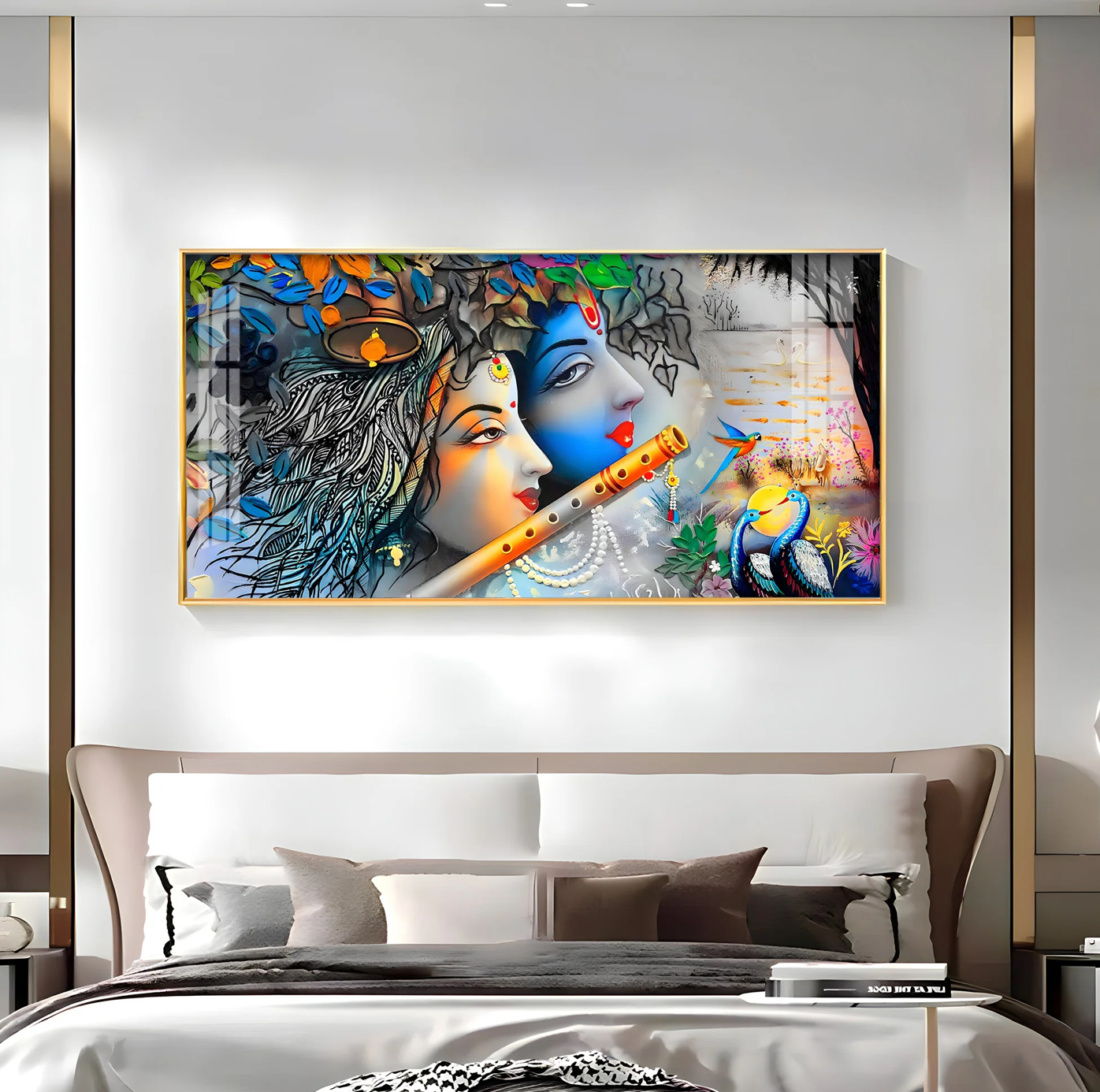 Radha Krishna Unforgetable Love Pemium Acrylic Horizontal Wall Art