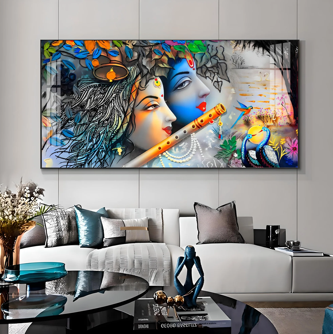 Radha Krishna Unforgetable Love Pemium Acrylic Horizontal Wall Art