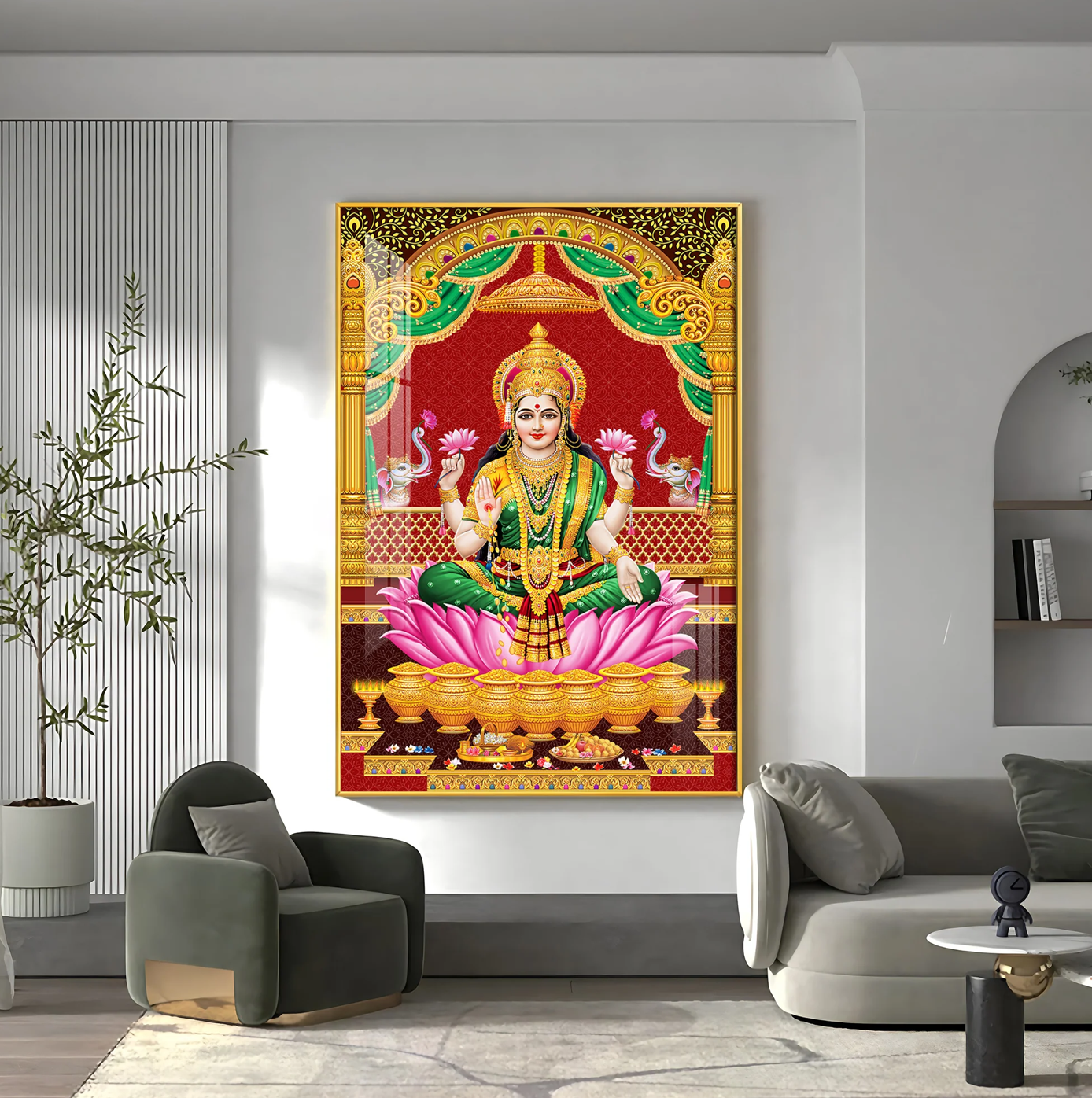 Lakshmi's Blessing Premium Acrylic Vertical Wall Art