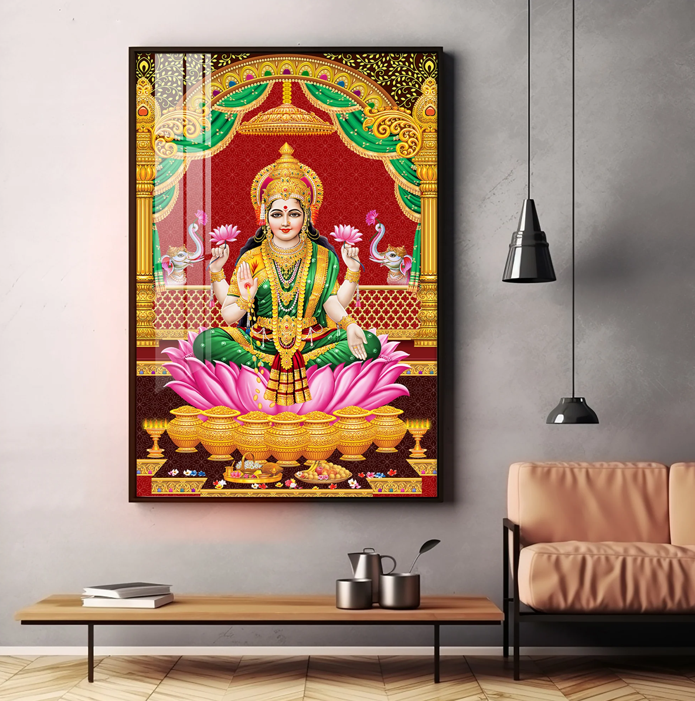 Lakshmi's Blessing Premium Acrylic Vertical Wall Art