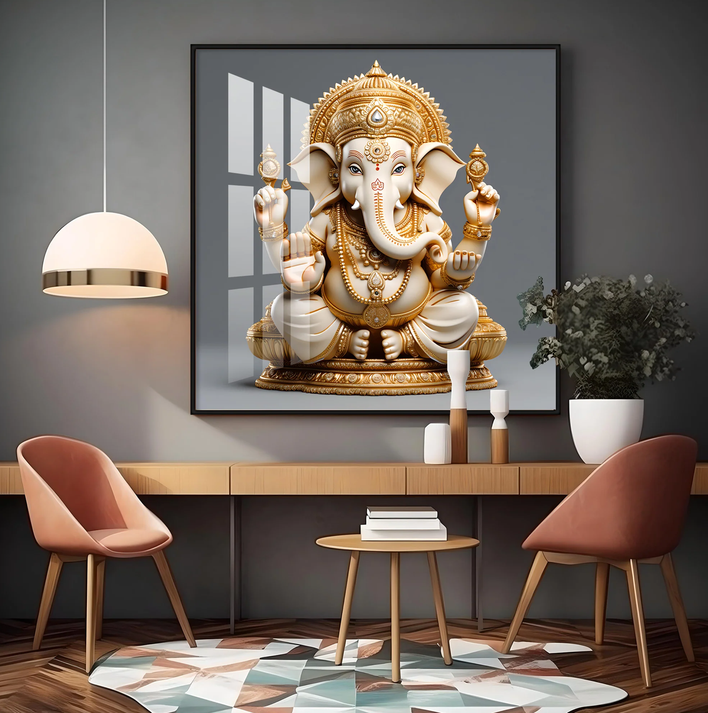 Cute Ganpati Premium Acrylic Square Wall Art