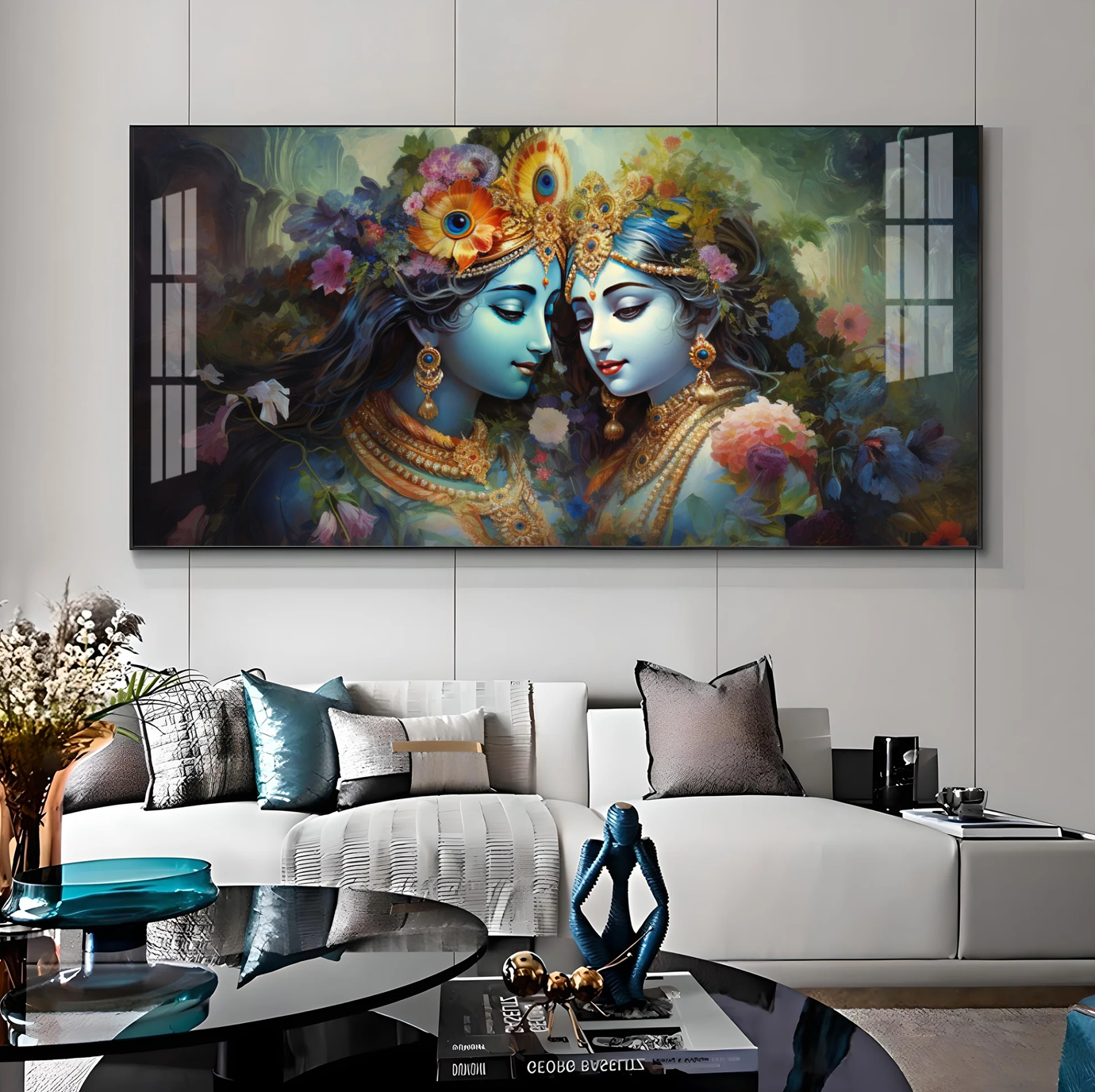 Krishna's Love For Radha Premium Acrylic Horizontal Wall Art