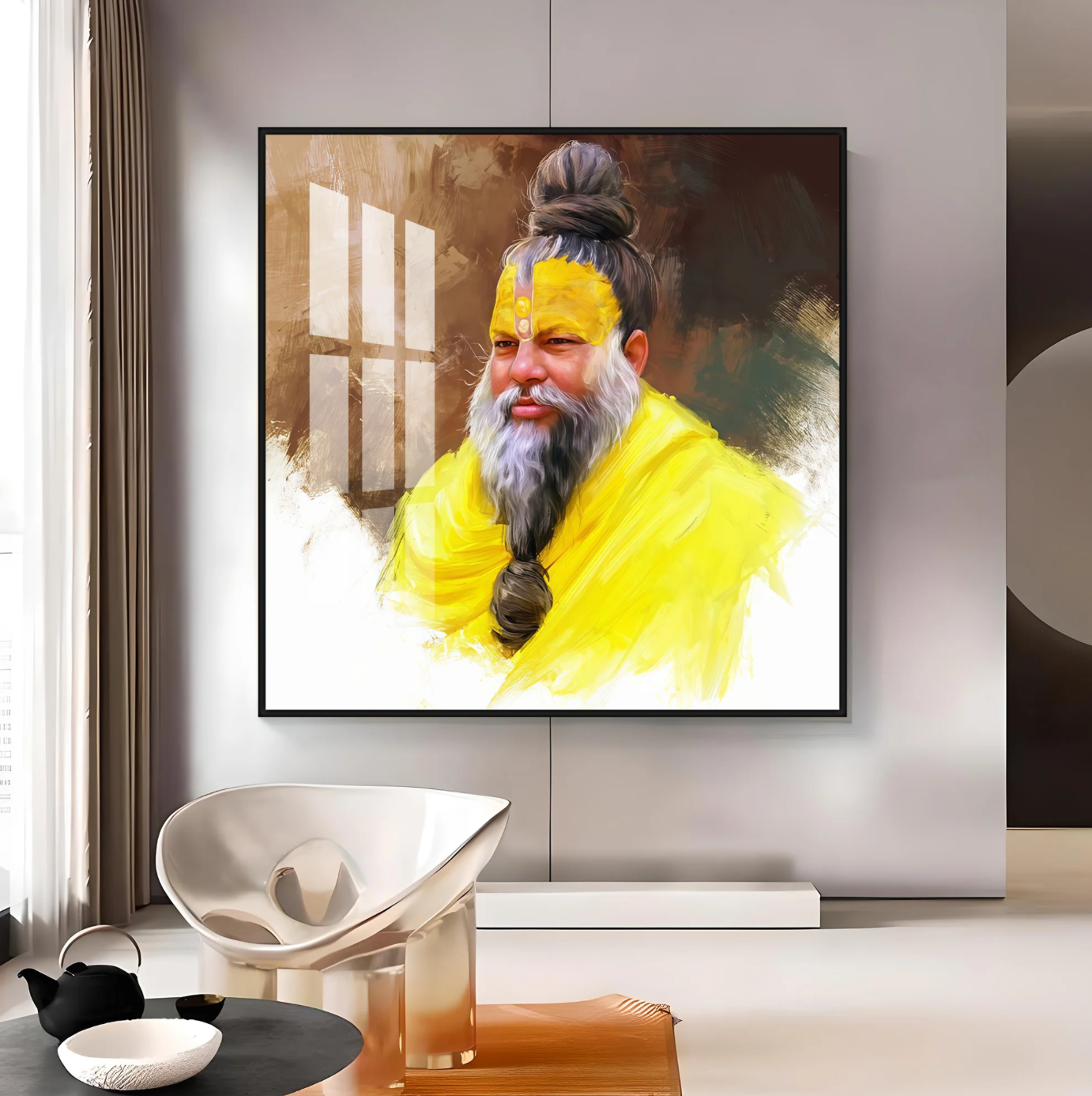 Premanand Ji Maharaj Premium Acrylic Square Wall Art