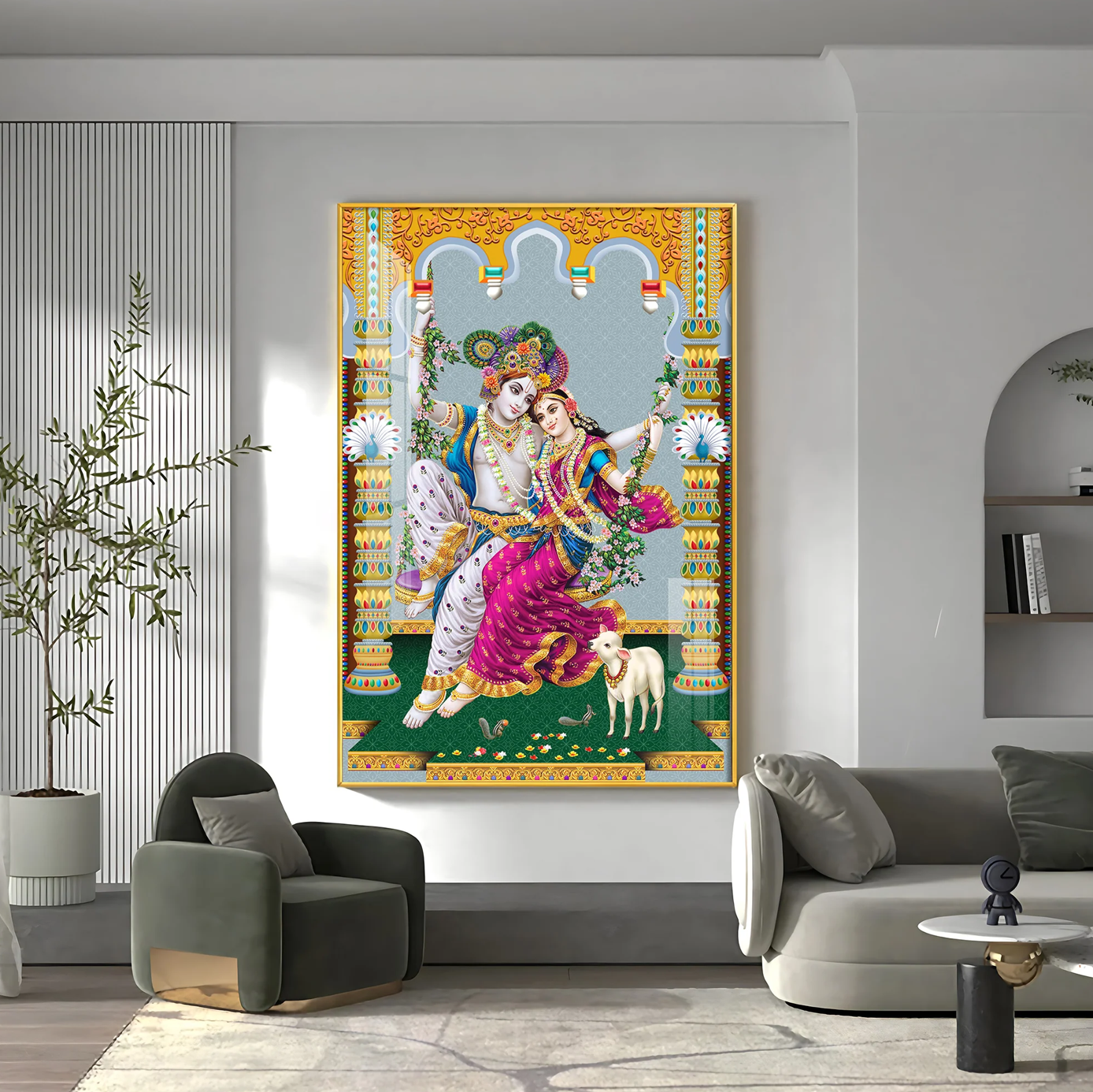 Sacred Radha and Krishna Premium Acrylic Vertical Wall Art