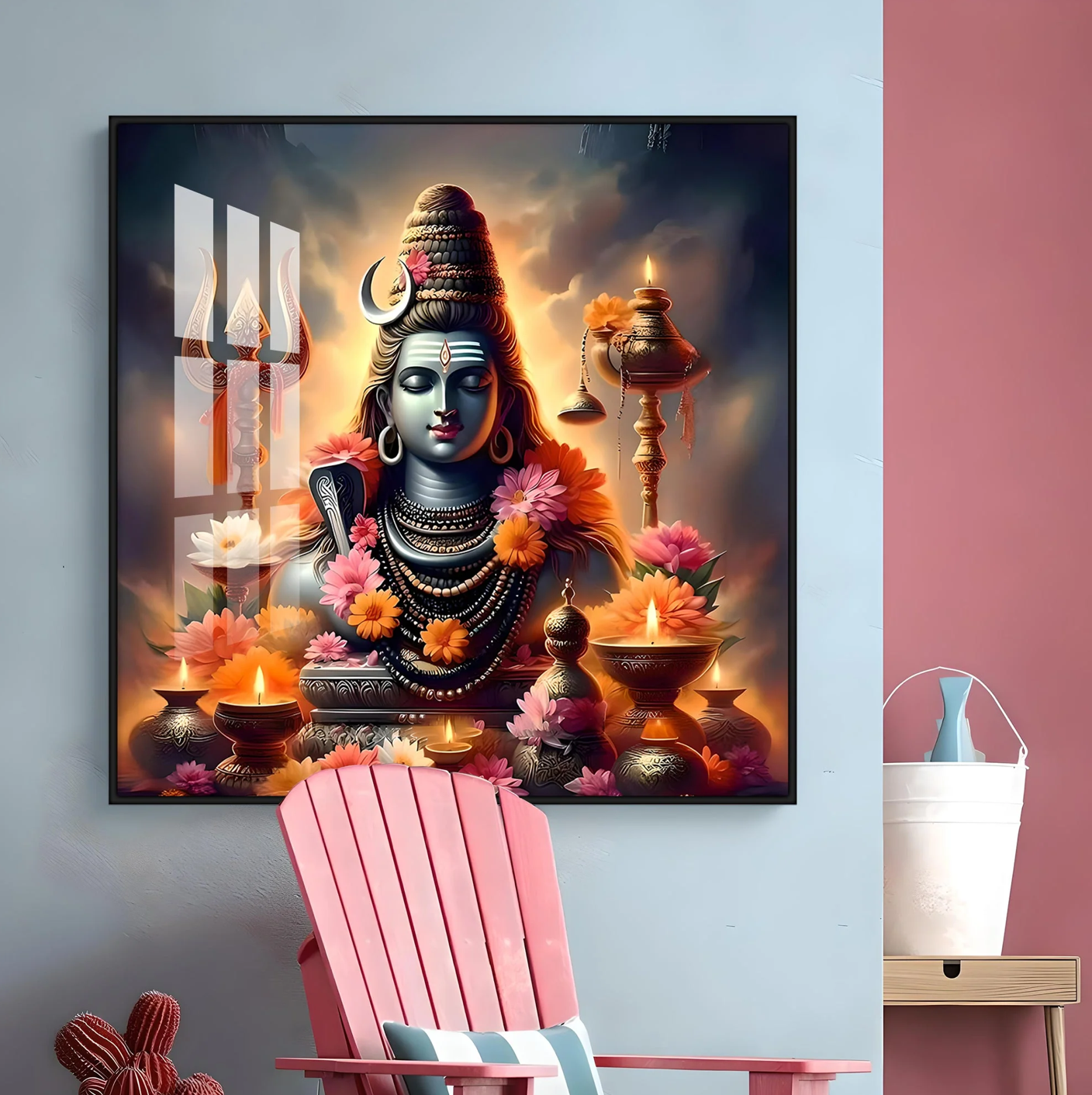 Om Namah Shivay Premium Acrylic Square Wall Art