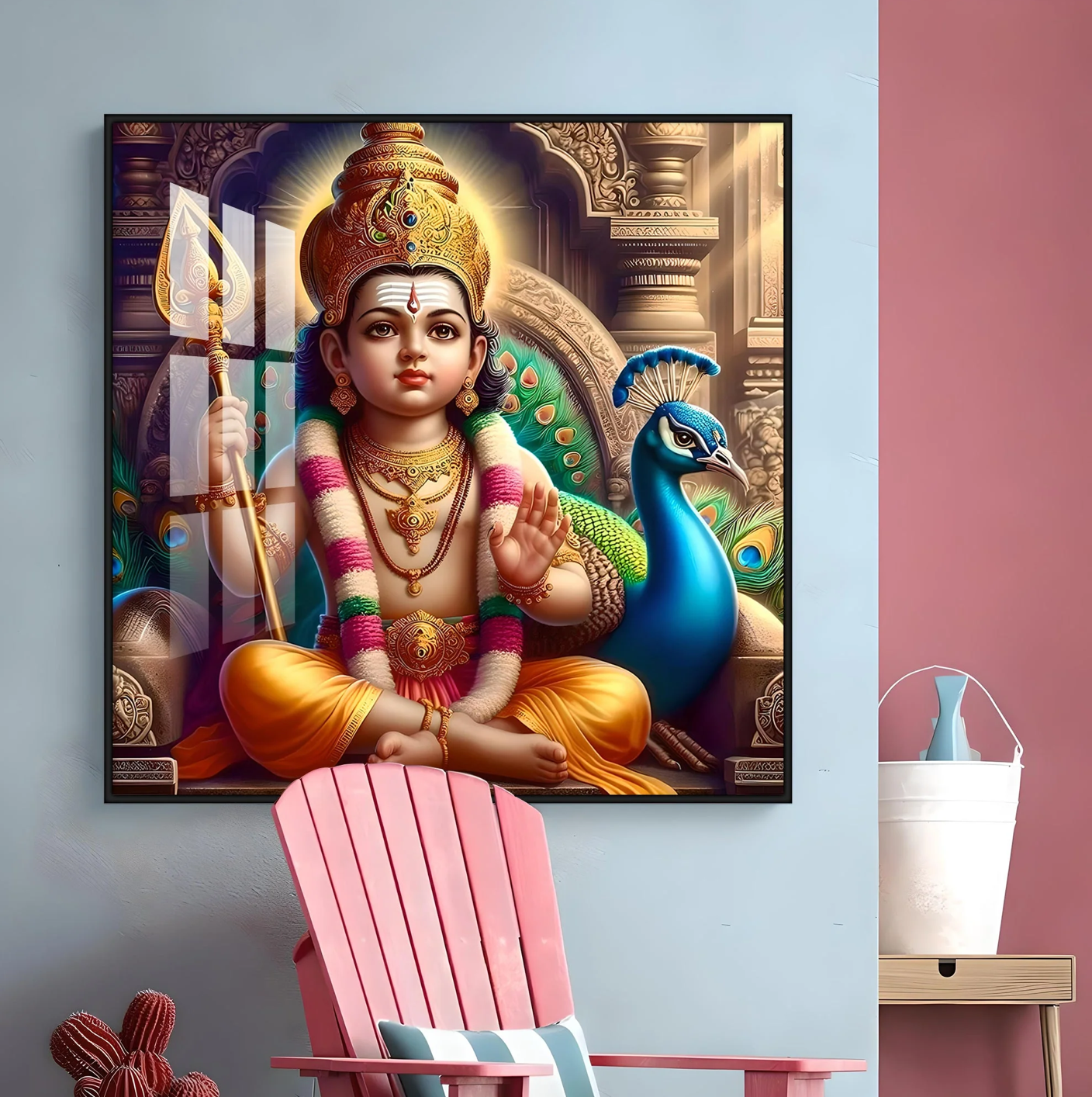 Lord Murugan Premium Acrylic Square Wall Art