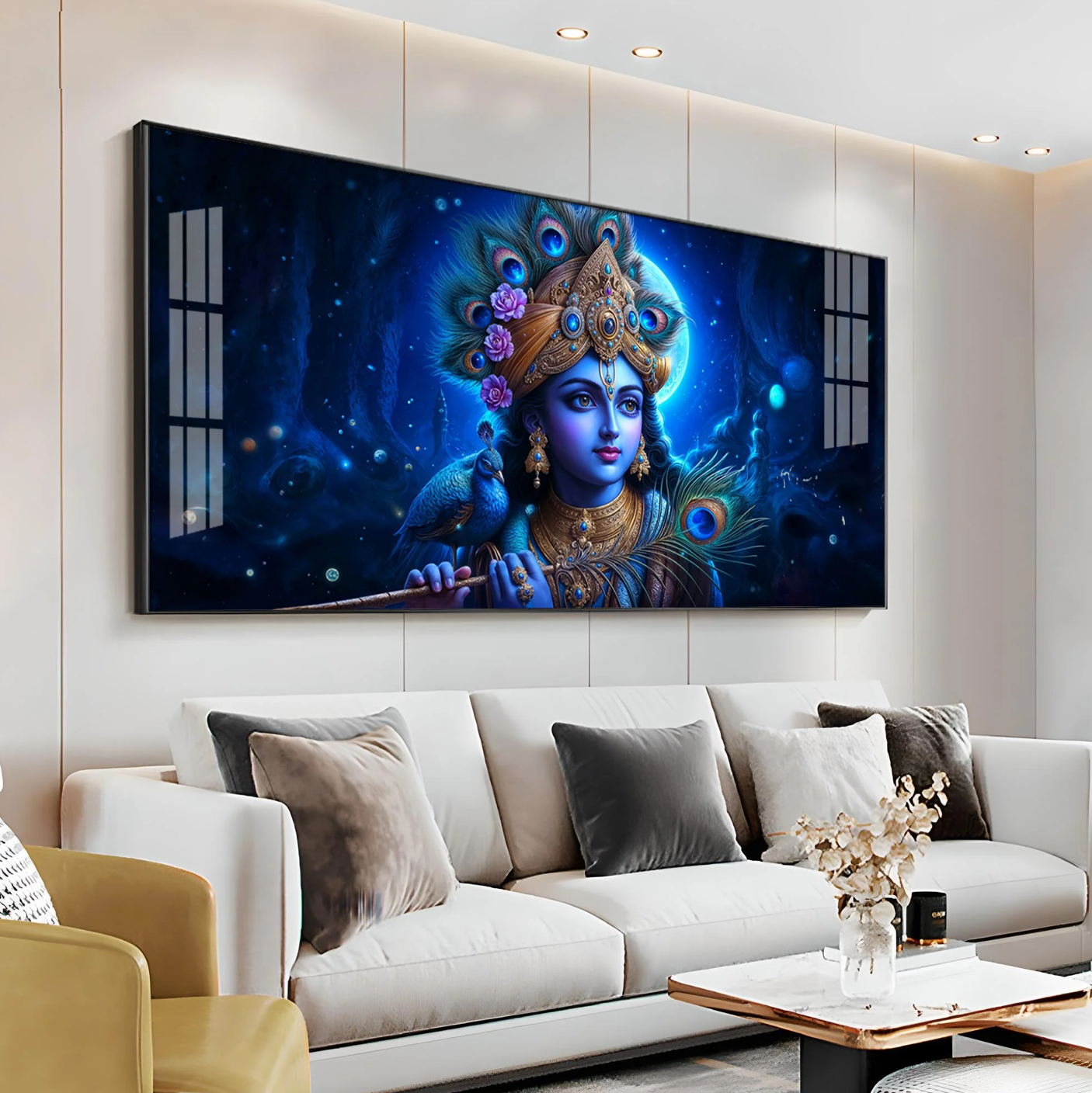 Lord Krishna Bliss Premium Acrylic Horizontal Wall Art