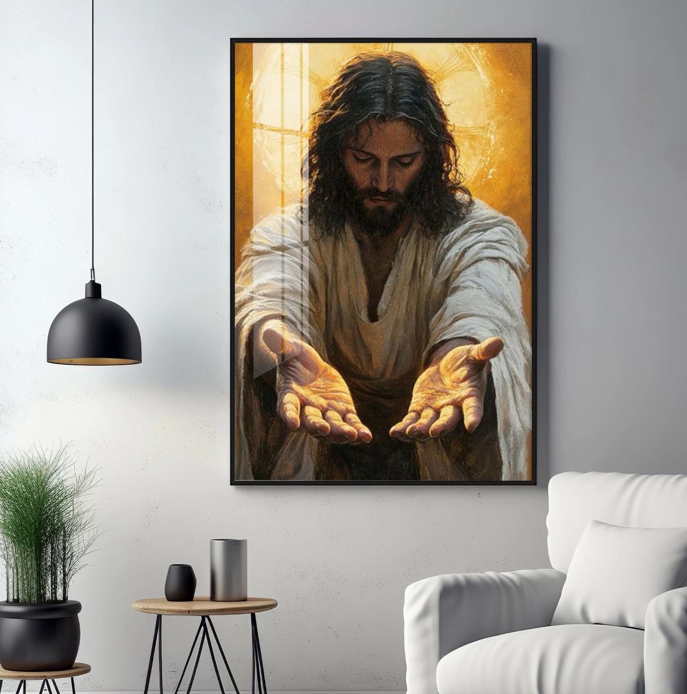 Faithful Jesus Hands Premium Acrylic Wall Art