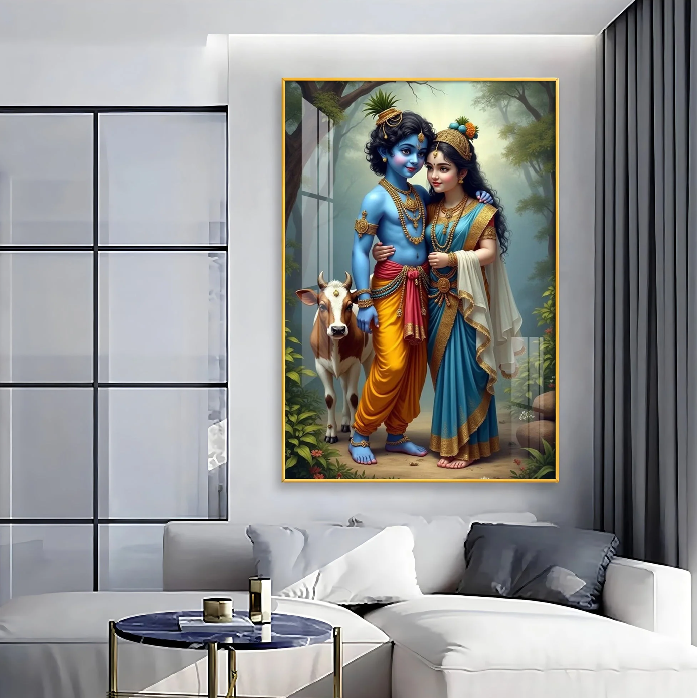 Krishna and Radha Togetherness Premium Acrylic Wall Art