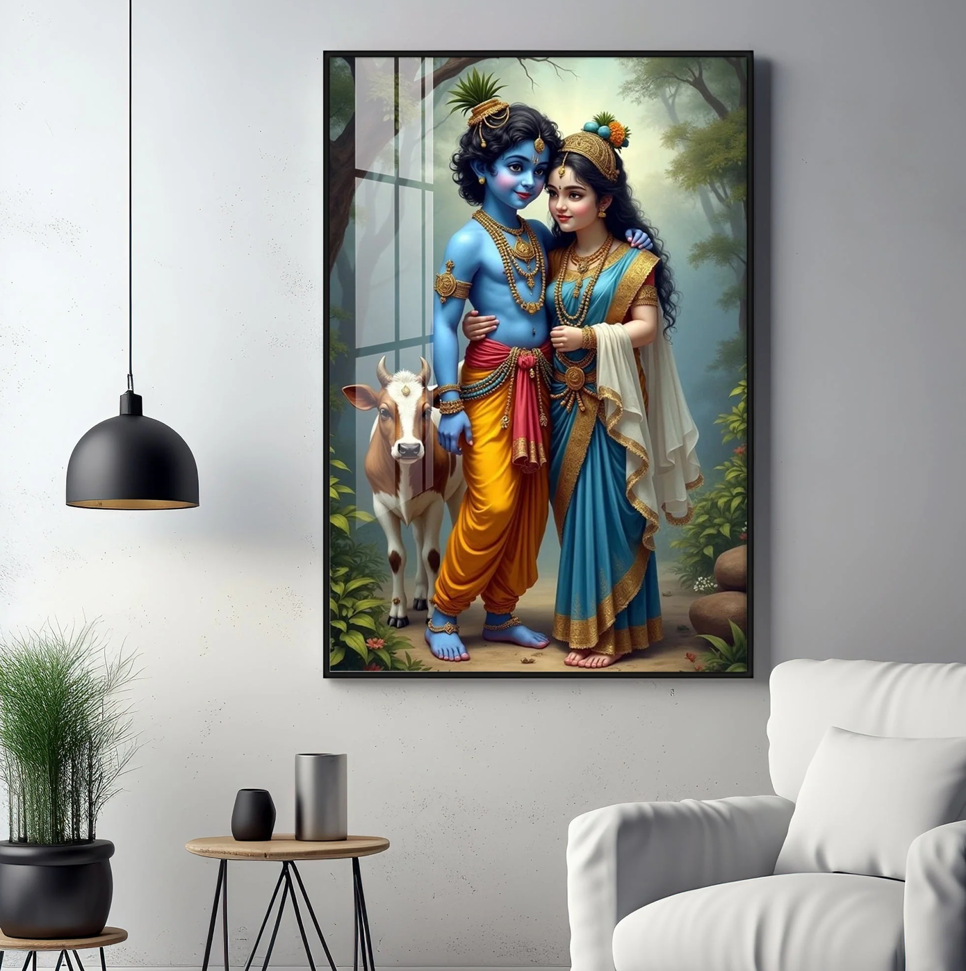 Krishna and Radha Togetherness Premium Acrylic Wall Art