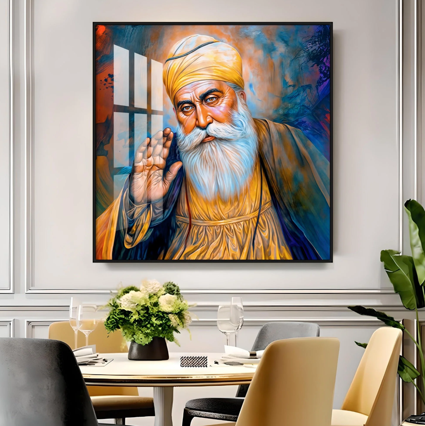 Abstract of Guru Nanak Dev Ji Premium Acrylic Square Wall Art