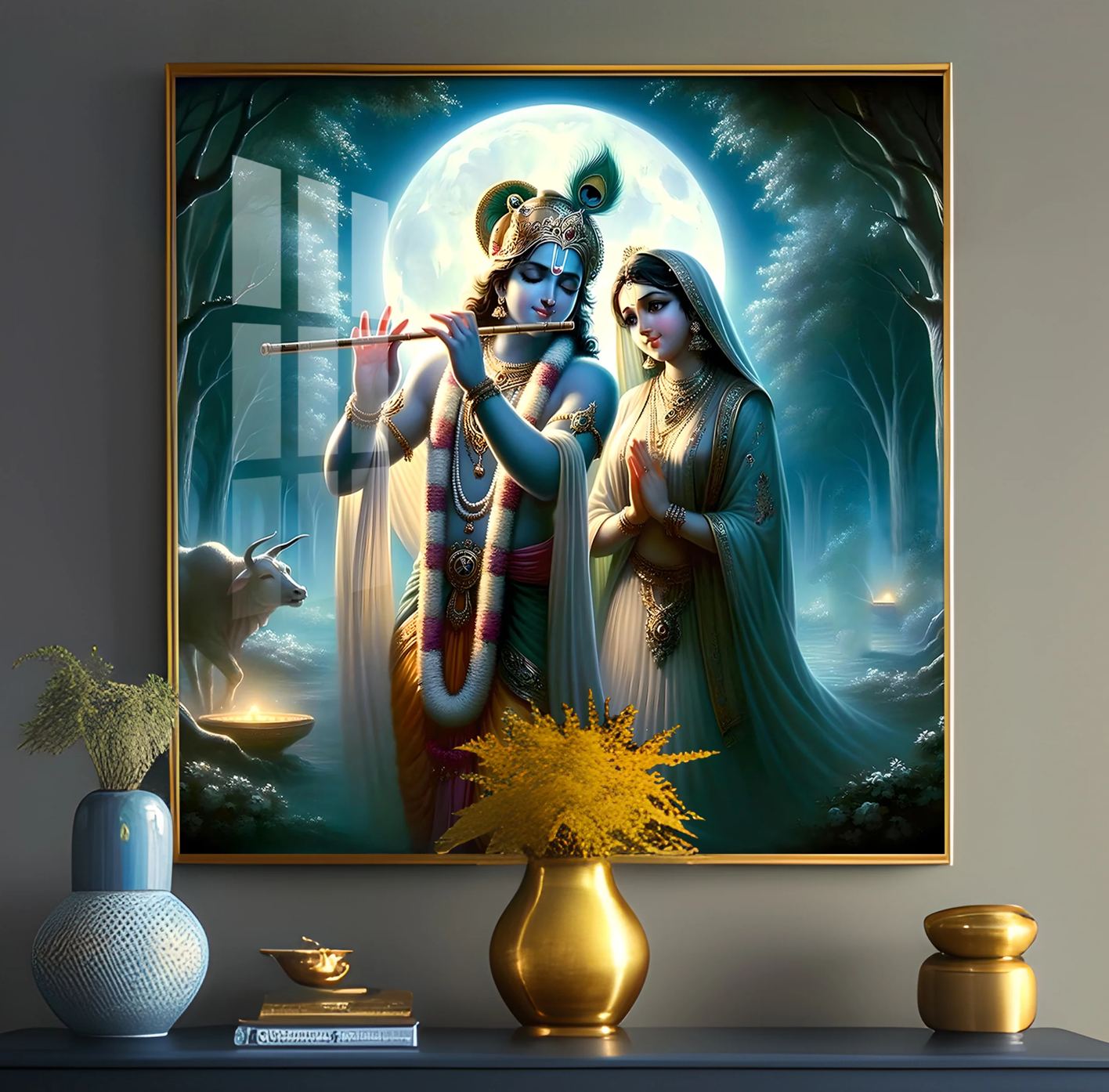 Jai Shree Radhekrishna Premium Acrylic Square Wall Art