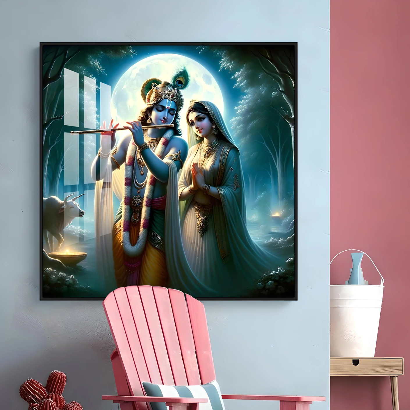 Jai Shree Radhekrishna Premium Acrylic Square Wall Art