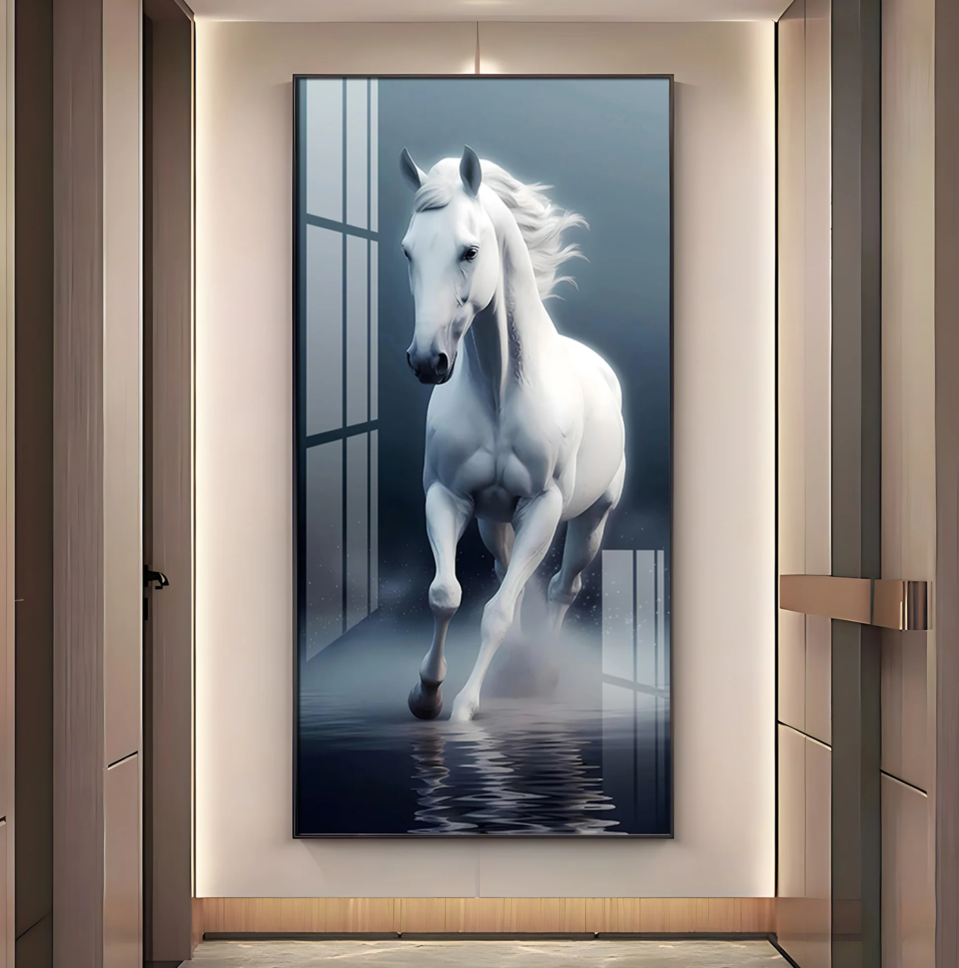 Beautiful White Horse Premium Acrylic Vertical Wall Art