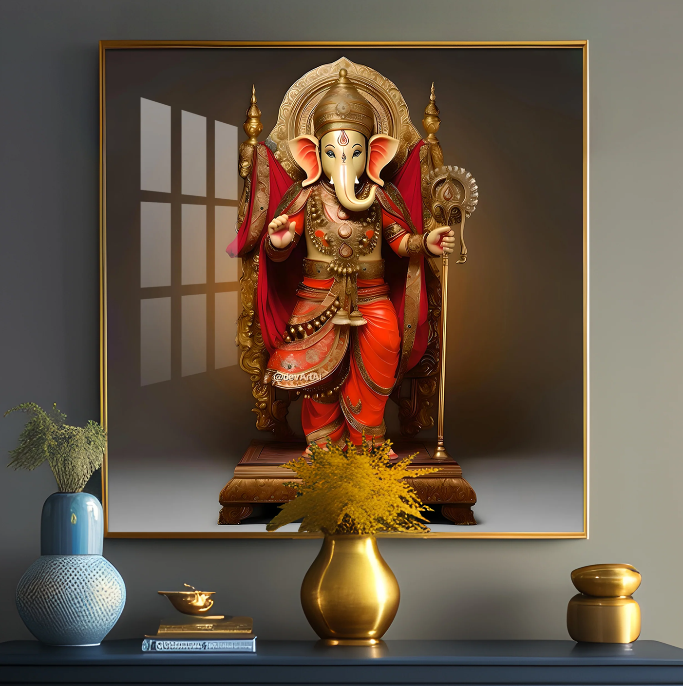 Standing Ganpati Premium Acrylic Square Wall Art