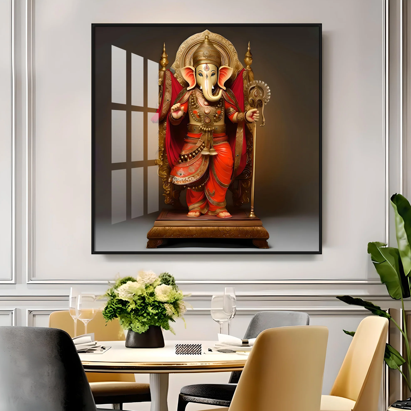 Standing Ganpati Premium Acrylic Square Wall Art