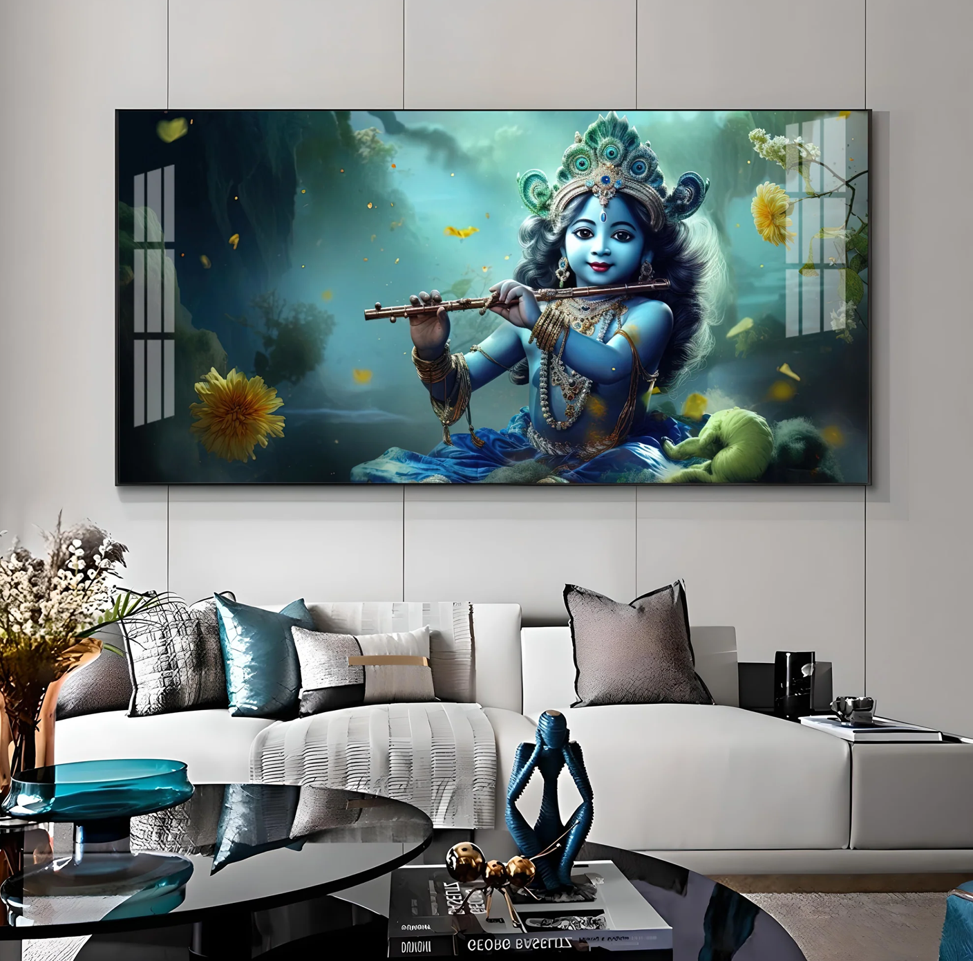 Childhood Krishna With Diadem Premium Acrylic Horizontal Wall Art