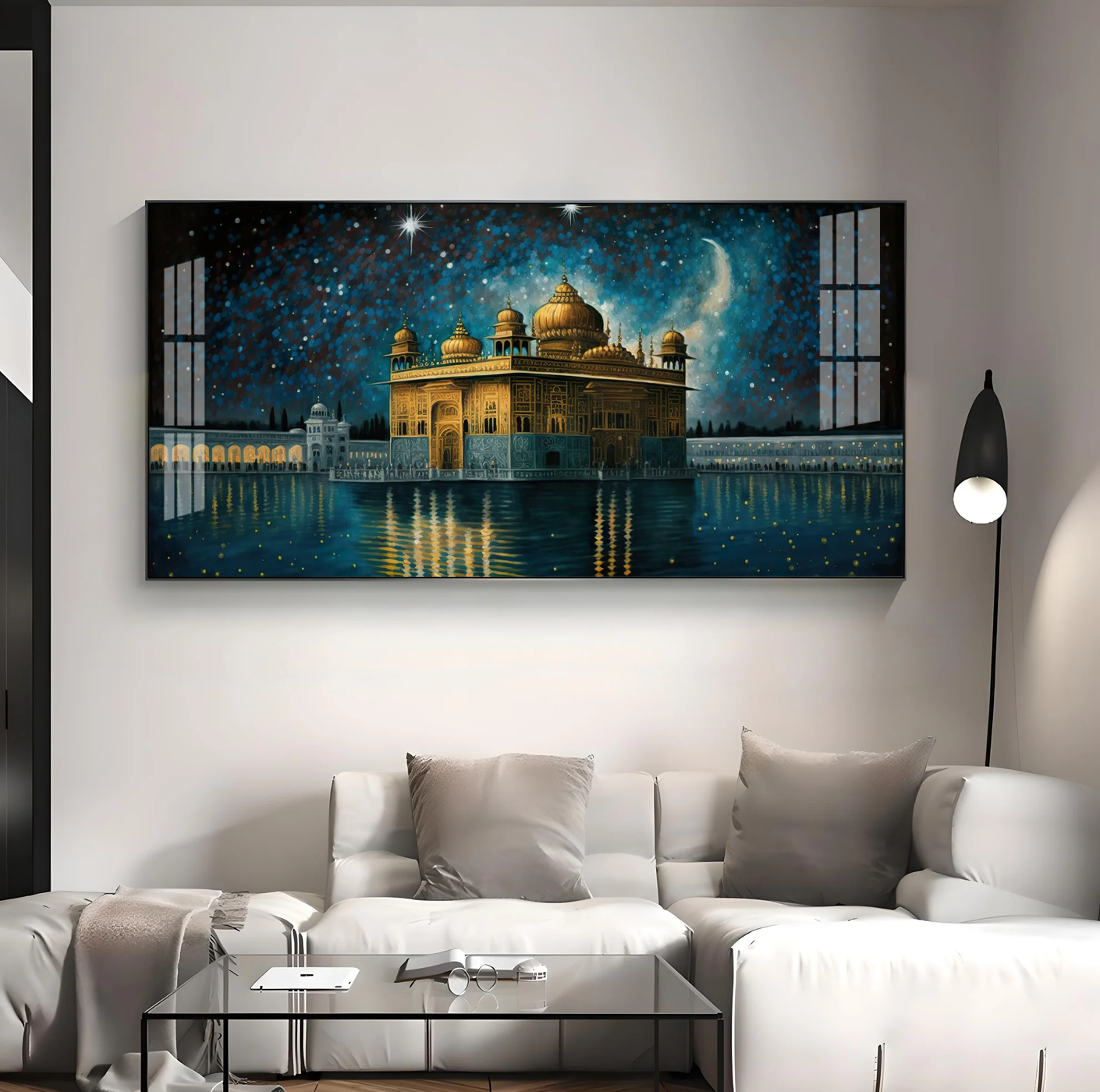 Beautiful Golden Temple With Constellation Premium Acrylic Horizontal Wall Art