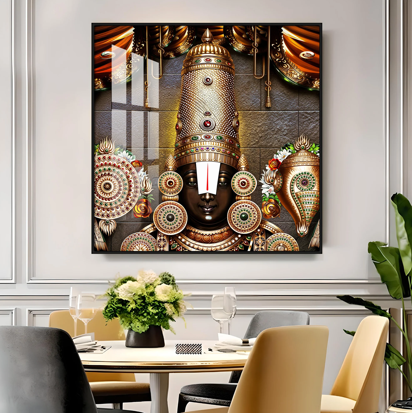 Tirupati Balaji Premium Acrylic Square Wall Art