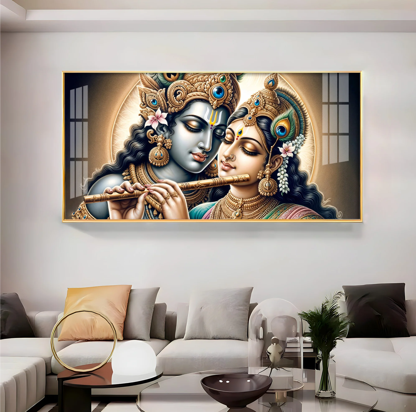 Enchanting Love Of Radha Krishna Premium Acrylic Horizontal Wall Art