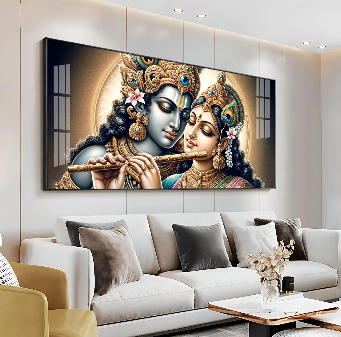 Enchanting Love Of Radha Krishna Premium Acrylic Horizontal Wall Art
